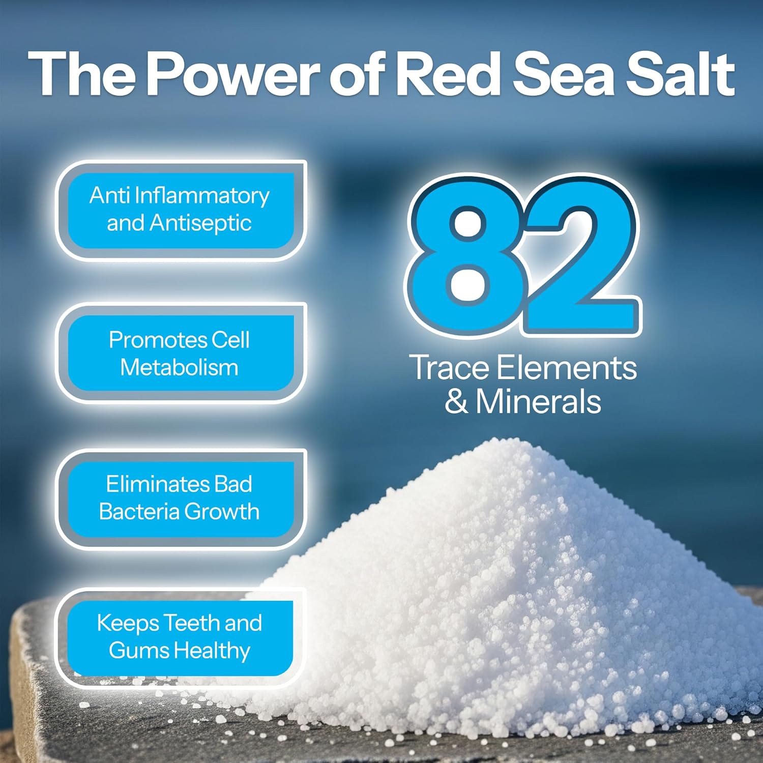 Alternative view of H2Ocean Healing Rinse Natural Sea Salt Mouthwash - Alcohol & Fluoride-Free Oral Care for Tonsil Stones, Sore Throats, Wisdom Teeth Recovery & Gum Health - Whitening Mouthwash, Arctic Ocean Mint, 16 oz