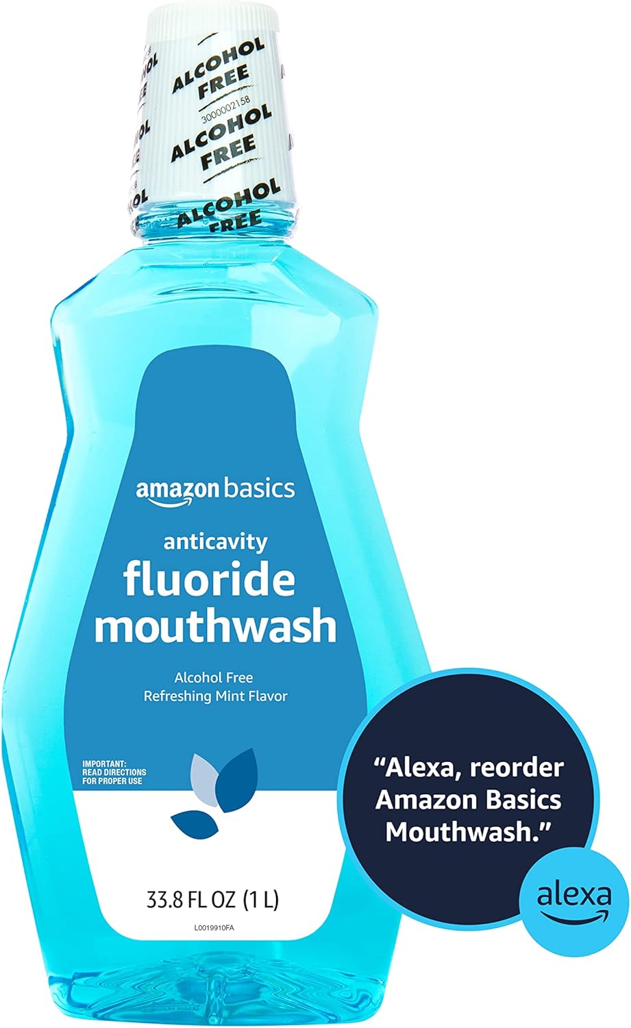 Alternative view of Amazon Basics Fluoride Mouthwash for Adults, Anticavity, Alcohol Free - Refreshing Mint Flavor, 1 Liter, 1-Pack