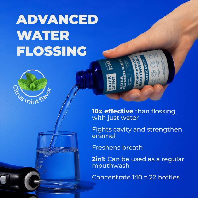 Alternative view of WATER DENT Fluoride Mouthwash and Water Flosser Аdditive | Add to Oral irrigator | Citrus Mint Flavor | Alcohol Free, Made in USA | Concentrated 1:10 = 44 fl.oz