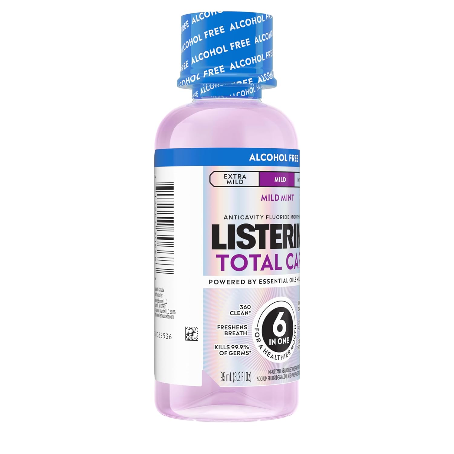 Alternative view of Listerine Total Care Alcohol-Free Mild Mouthwash, 6 Benefit Oral Rinse to Help Kill 99.9% of Germs That Cause Bad Breath, Strengthen Enamel, Mild Mint Flavor, 95 mL