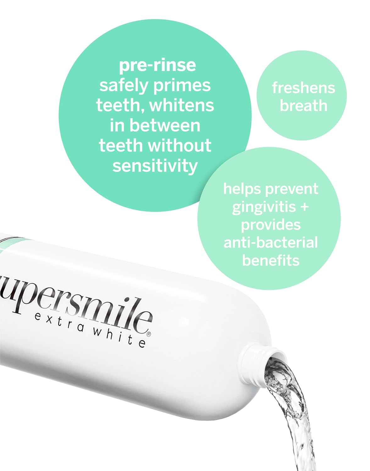 Supersmile Extra Whitening Pre-Rinse - Clinically Formulated Pre-Brush Mouthwash, Cleans and Whitens Teeth in Hard-to-Reach Places - Fresh Breath - Alcohol Free - Sugar Free