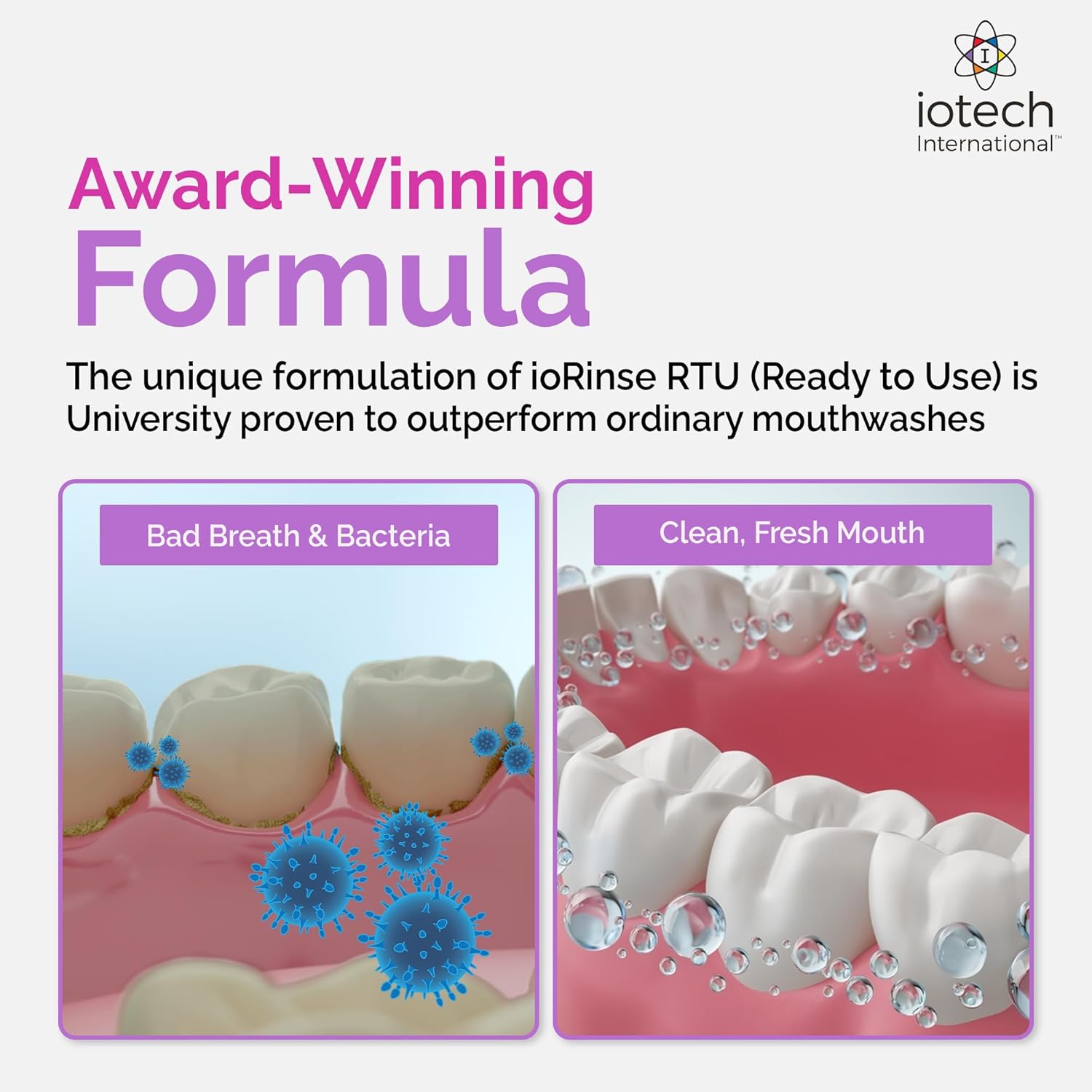 Alternative view of ioRinse Ready-to-Use (RTU) Mouthwash for Fresher Breath, Halitosis Relief, Alcohol-Free, Fluoride-Free and a Professional Clean, Original ioRinse RTU Mouth Wash, Zero Alcohol - Soft Mint Flavor, 1L