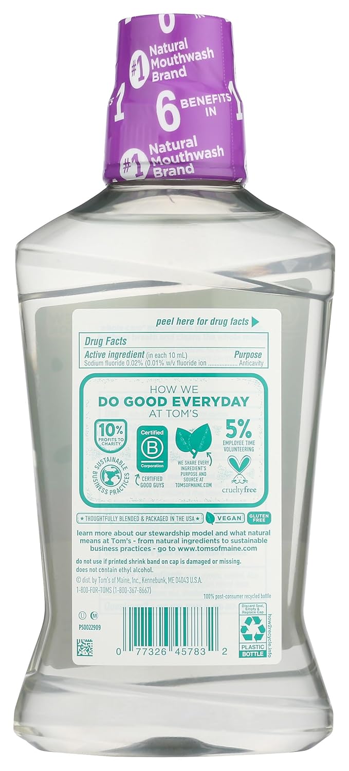 Tom's of Maine, Whole Care Natural Mouthwash - Fresh Mint, 16 Ounce