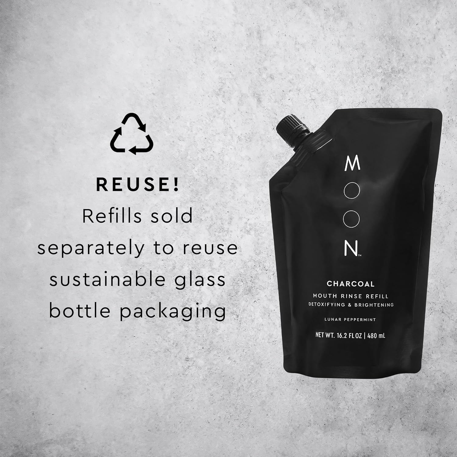 Alternative view of MOON Charcoal Mouthwash, Mouth Rinse for Adults to Fight Bad Breath & Detoxifies, Fluoride-Free, Alcohol-Free, Lunar Peppermint, 16.2 oz