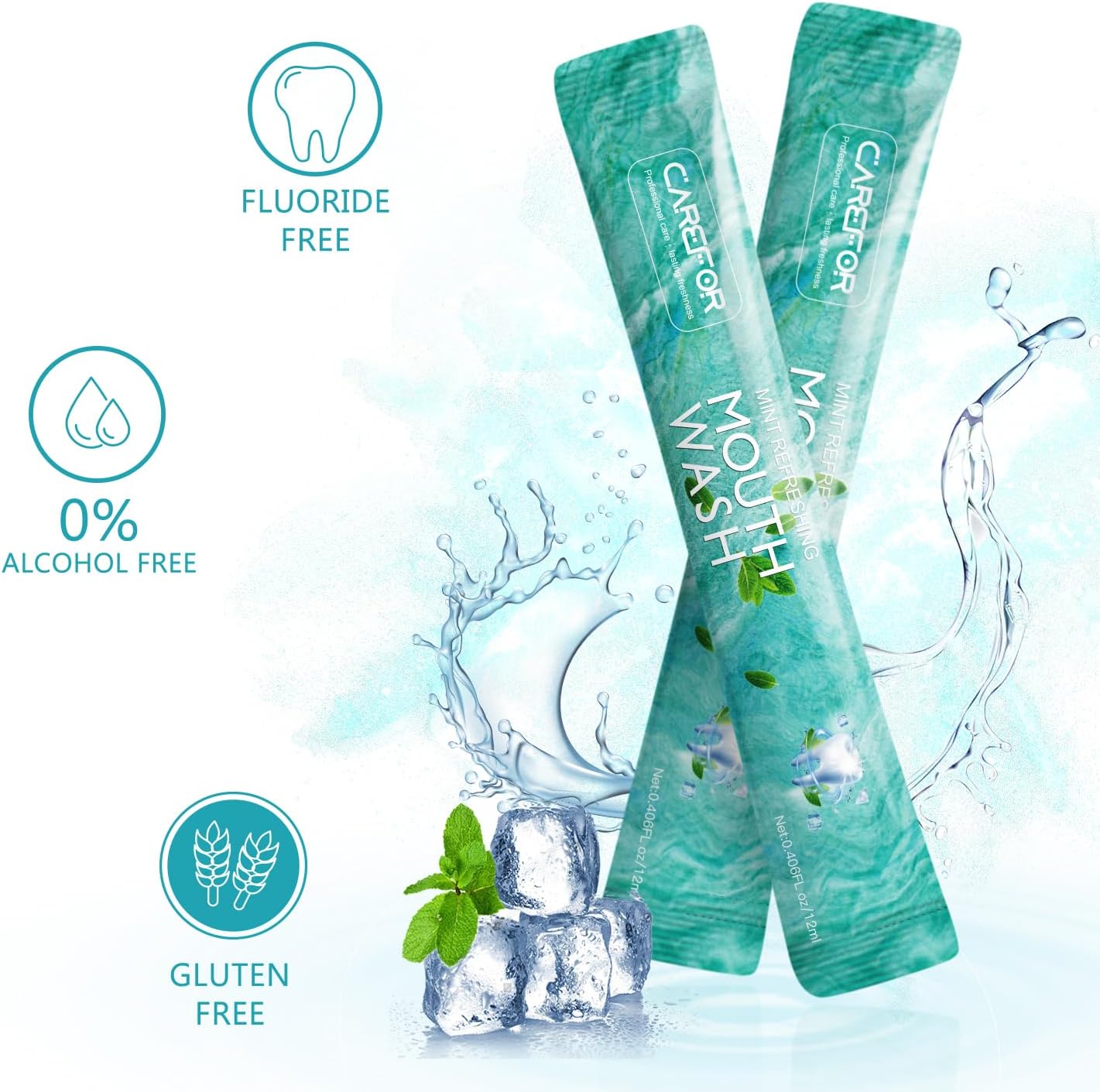 Alternative view of Mouthwash Travel Size Portable Packets to Go, Alcohol & Fluoride Free Fresh Mint MouthwashStrips for Superior Oral Hygiene,30 Individual Disposable Mouthwash Packs(Pack of 30)