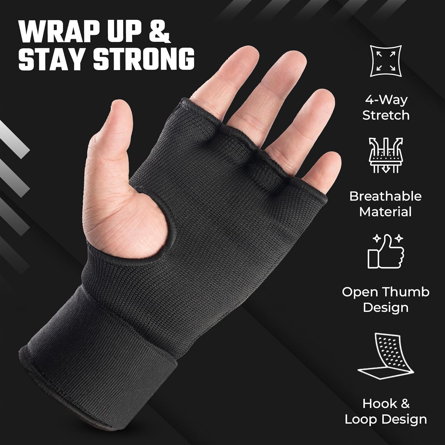 Boxing Hand Wraps Gel Inner Gloves | Gel Padded Hand Wraps for for Men & Women, Boxing, MMA, Muay Thai, & Martial Arts | with Long Wrist Wrap