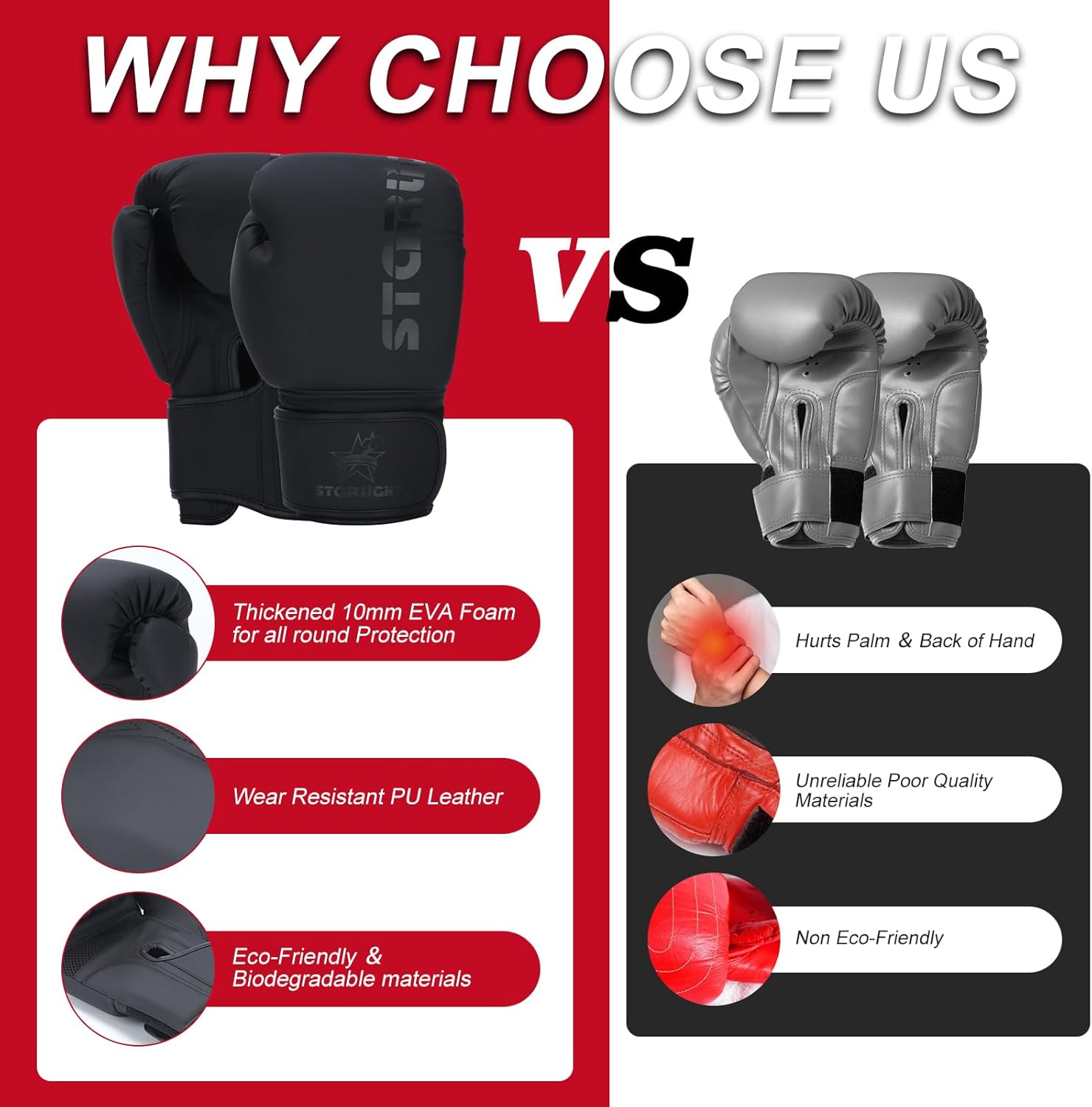 Alternative view of Valchiria Boxing Gloves for Men Women, Sparring Training Punching MMA Kickboxing Boxing Gloves, Heavy Bag Workout Gloves for Boxing, Kickboxing, Muay Thai, MMA