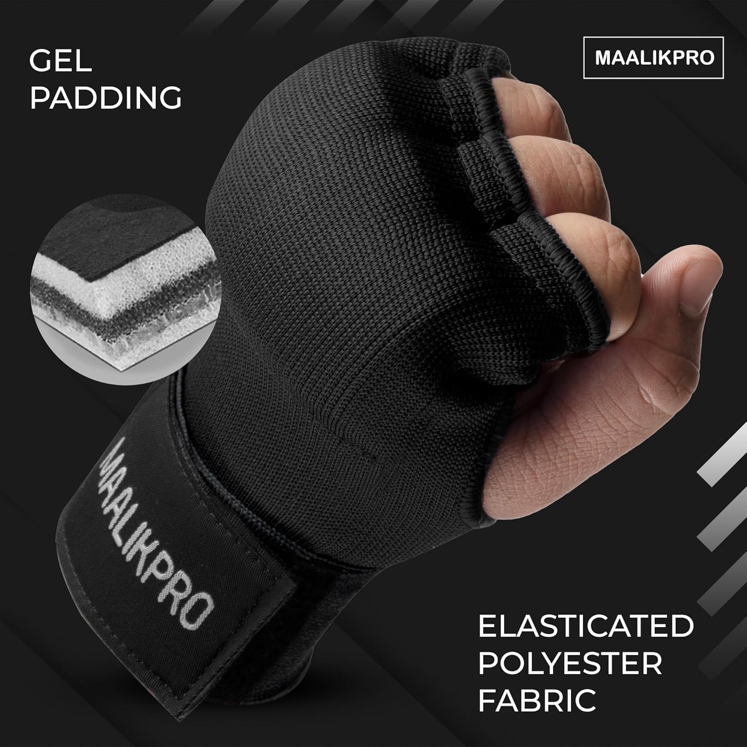 Alternative view of Boxing Hand Wraps Gel Inner Gloves | Gel Padded Hand Wraps for for Men & Women, Boxing, MMA, Muay Thai, & Martial Arts | with Long Wrist Wrap