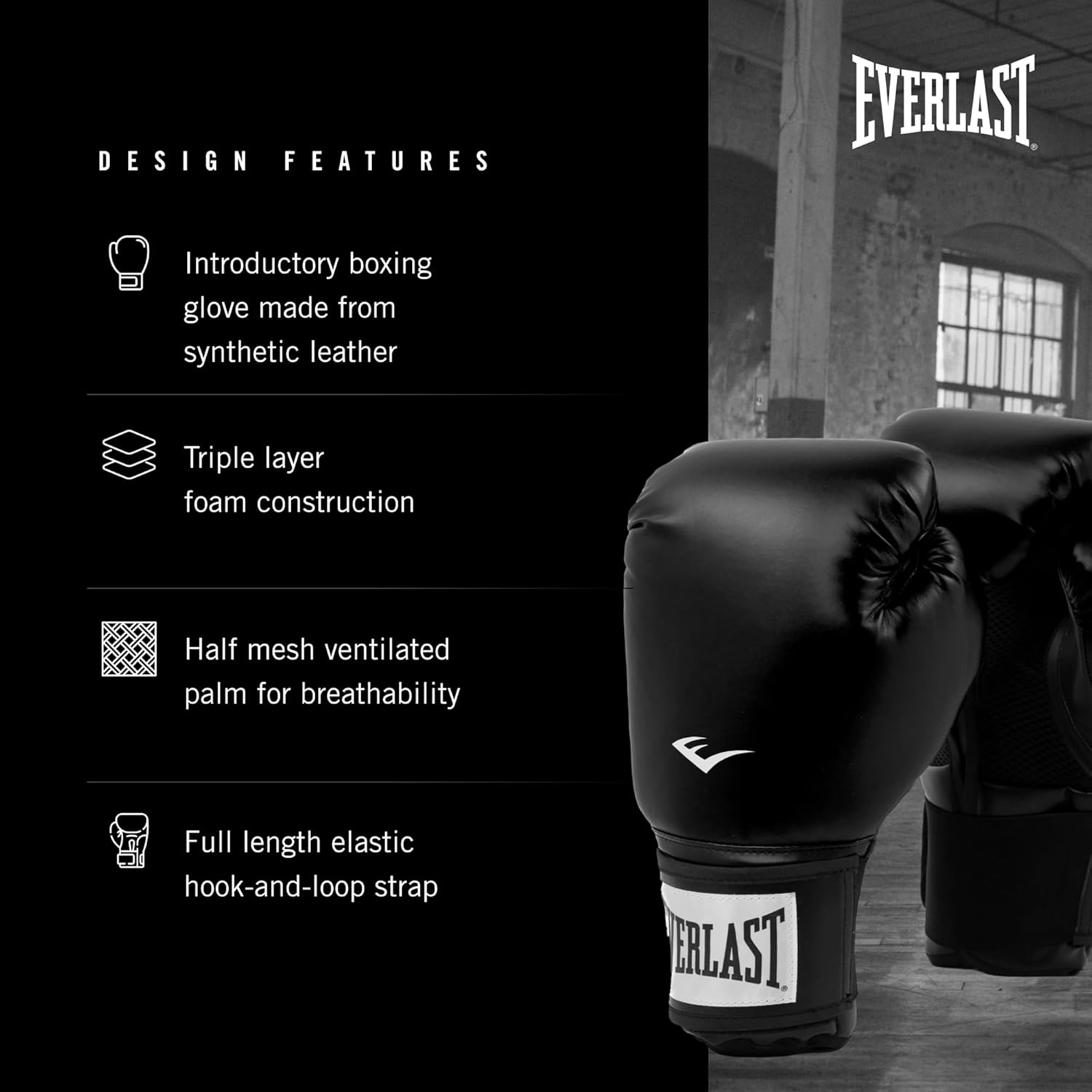 Alternative view of Everlast Prostyle 2 Boxing Gloves, Entry Level Training Gloves for Men and Women, Secure Fit Hook and Loop Closure & Ventilation, Heavy Bag & Speedbag Training