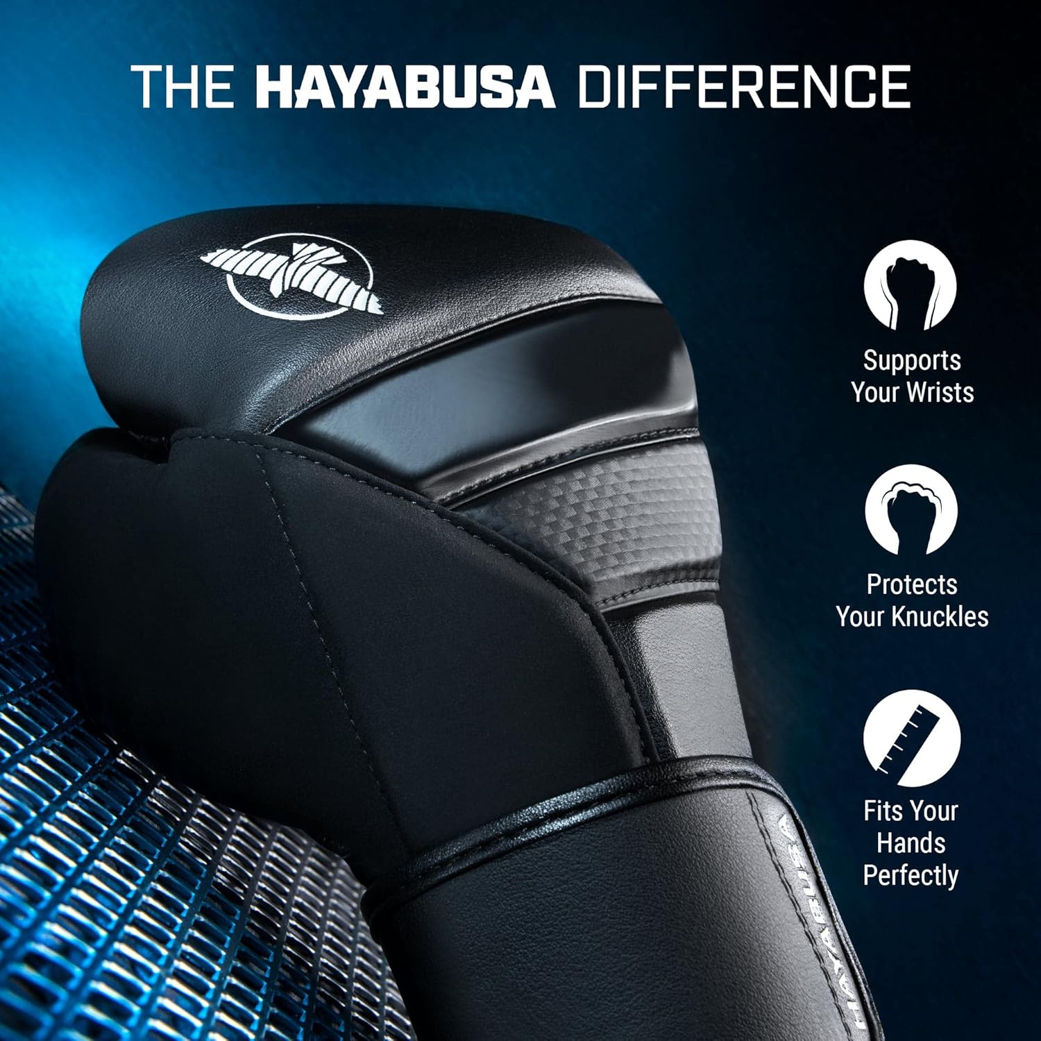 Hayabusa T3 Boxing Gloves for Men and Women Wrist and Knuckle Protection, Dual-X Hook and Loop Closure, Splinted Wrist Support, 5 Layer Foam Knuckle Padding