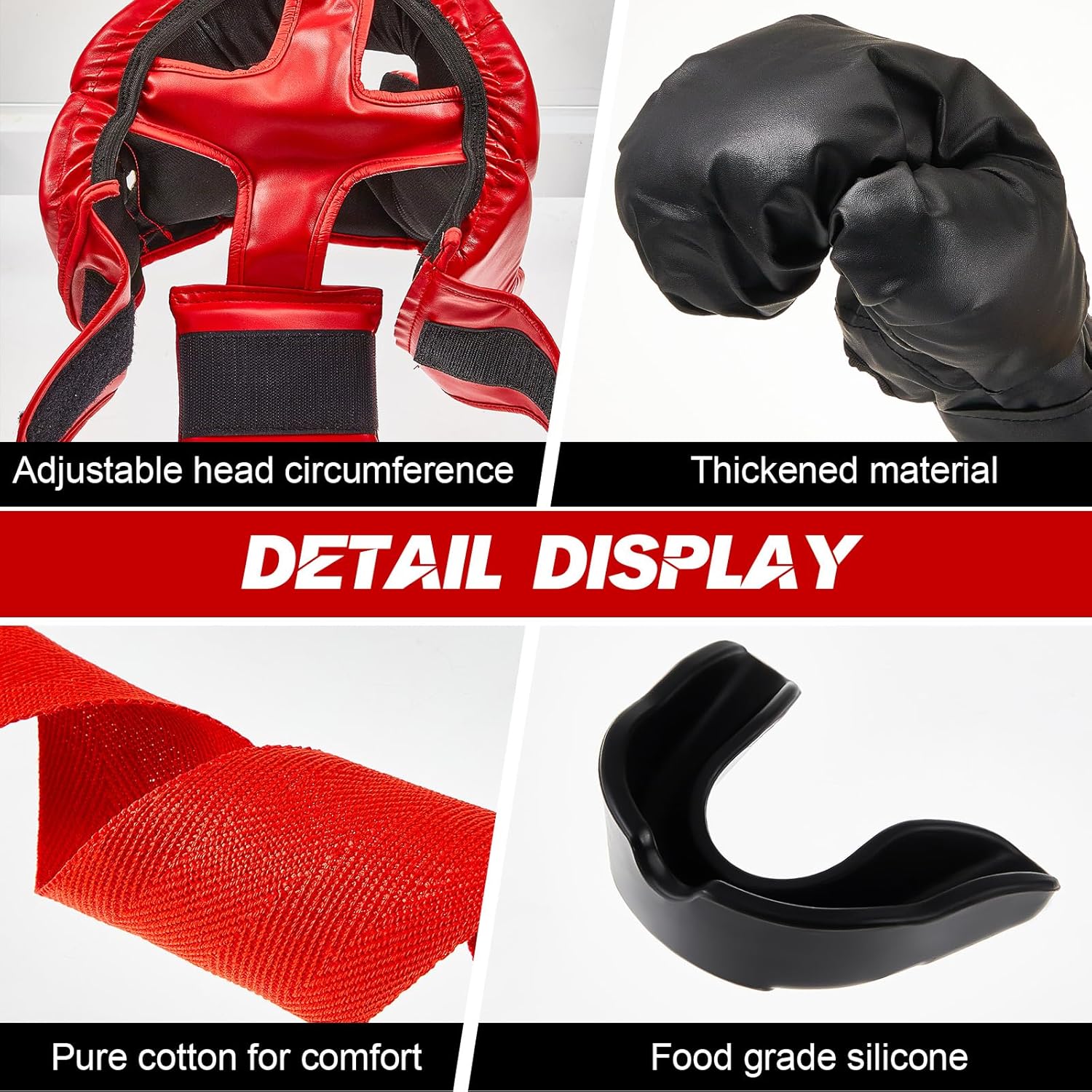 Alternative view of Kanayu 14 Pcs Boxing Set 16 Ounce Boxing Gloves Headgear Helmet Hand Wraps Mouth Guards Equipment for Adults Youth Beginners Training Equipment Gifts