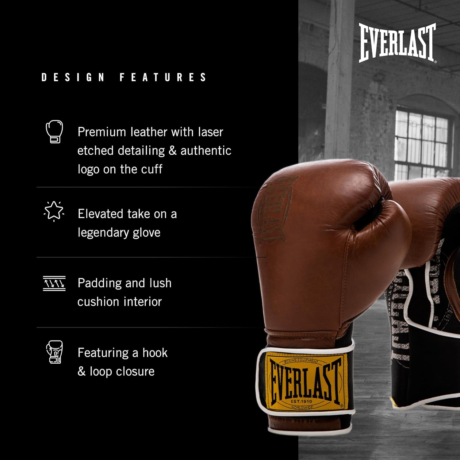 Alternative view of Everlast 1910 Boxing Gloves | Advanced Gloves for Men and Women | Hook and Loop with Triple-Layer Foam & Wrist Support for Injury Prevention | Heavy Bag & Speedbag Training
