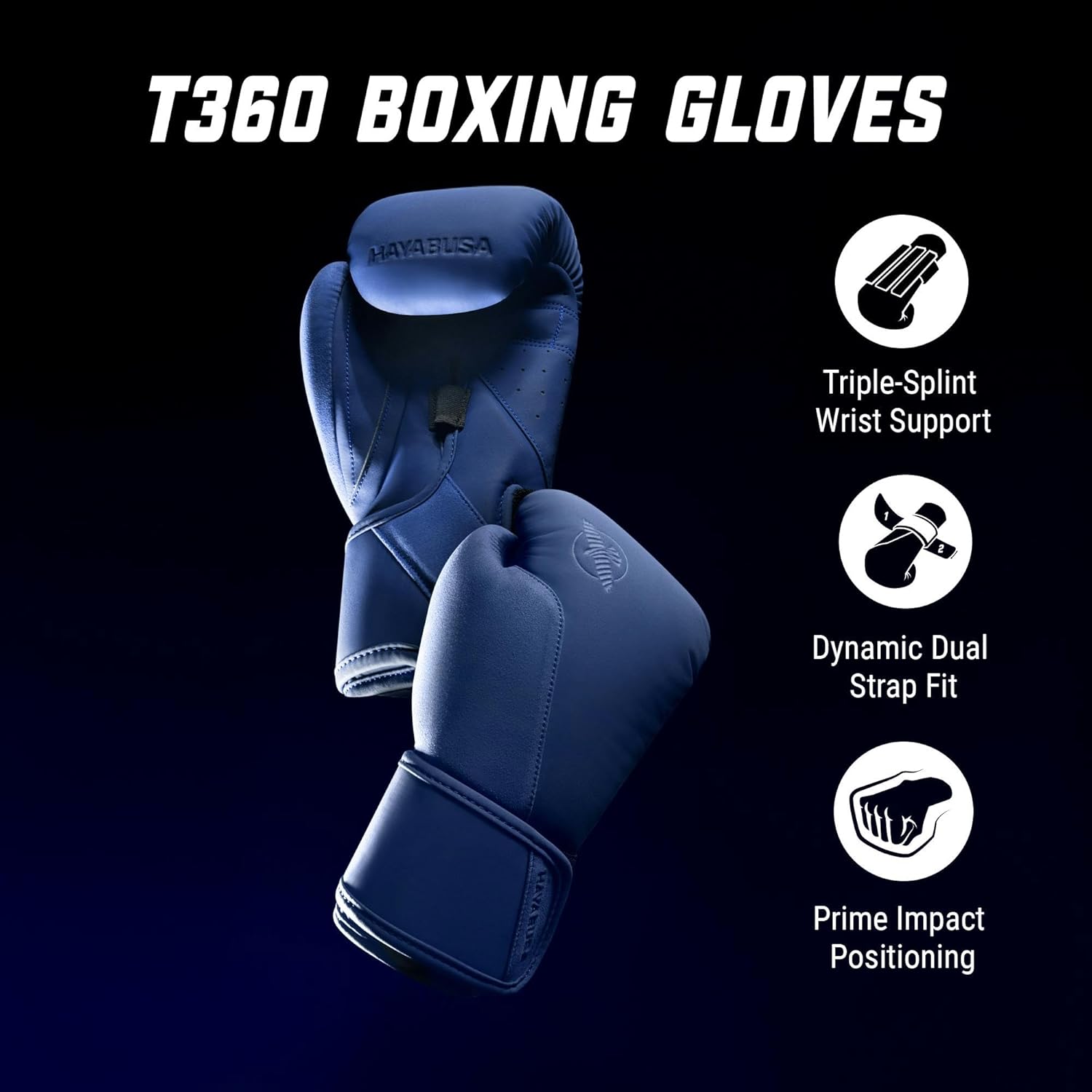 Hayabusa T360 Boxing Gloves u2013 Revolutionary Hand Ergonomics | Empowering Wrist Support | Single or Dual Strap Closure | Training, Sparring, Heavy Bag - 10 oz 12 oz 14 oz 16 oz 18 oz