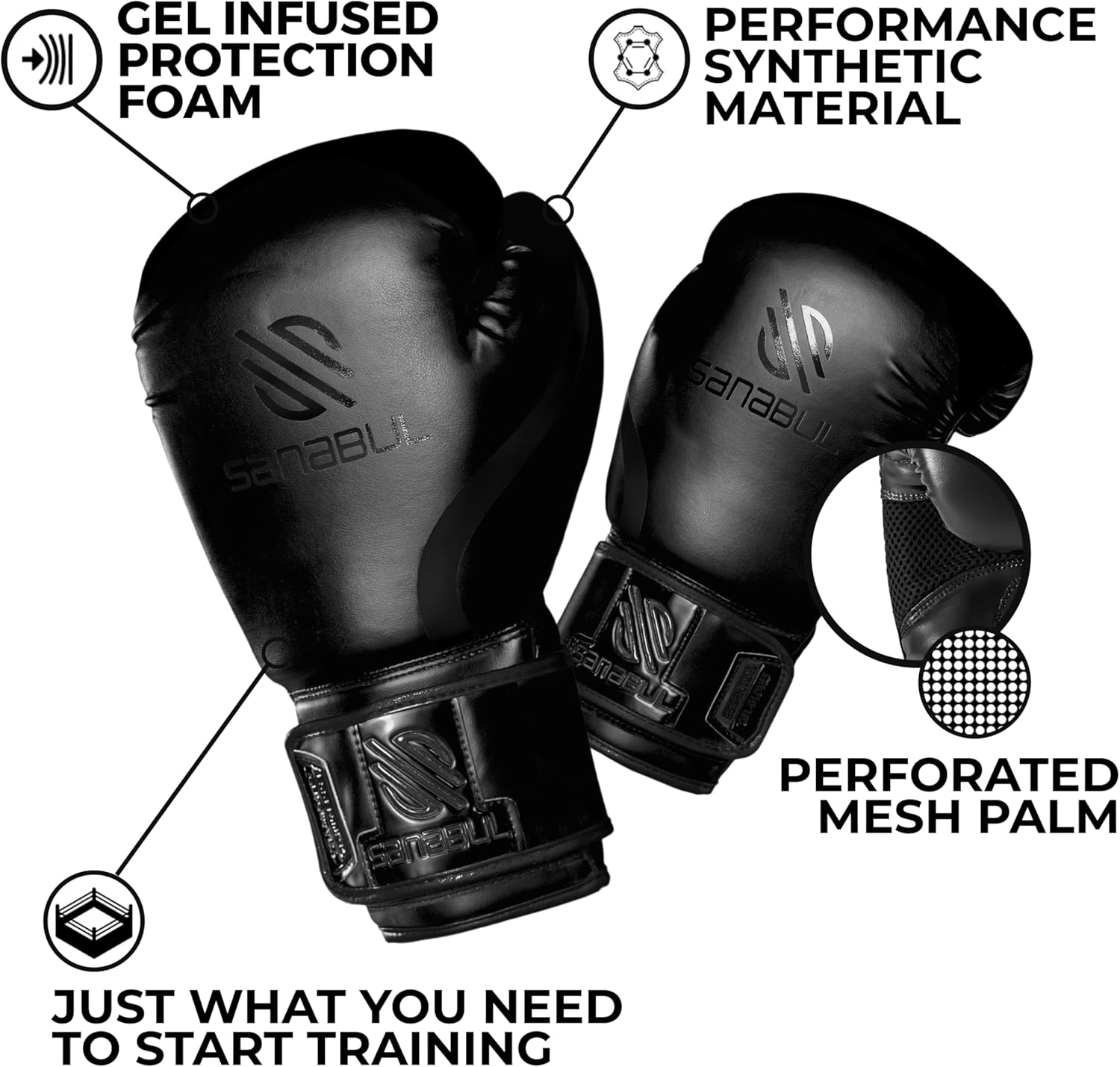 Sanabul Essential Gel Boxing Gloves for Men & Women, Kickboxing MMA, Muay Thai Gloves and Heavy Bag Training Punching & Sparring