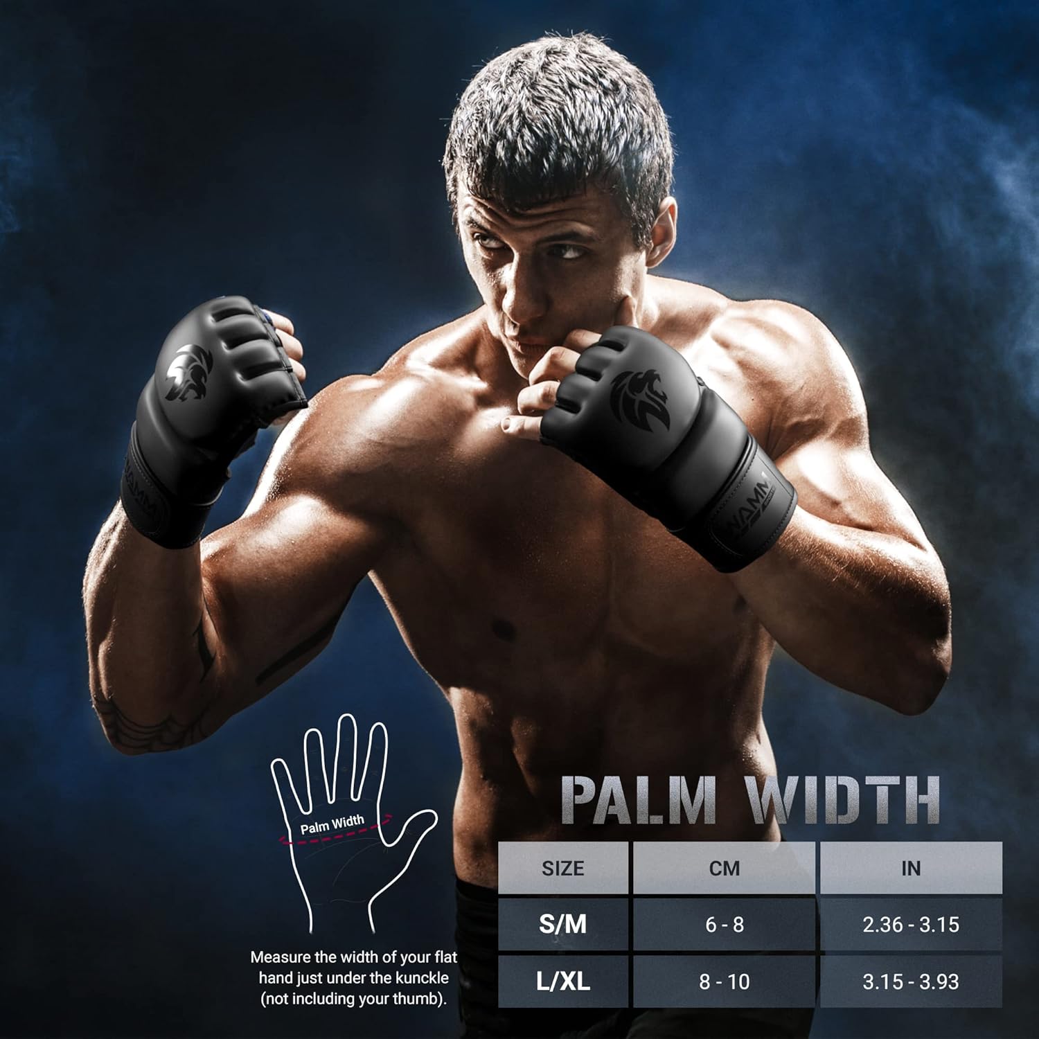 Alternative view of WAMM Sports MMA Gloves - for Men & Women - MAXForce EVE Anti-Injury Shock Absorb Boxing Gloves Kickboxing Gloves - Half Finger, Open Palm for Muay Thai, Sparring, Punching Bag