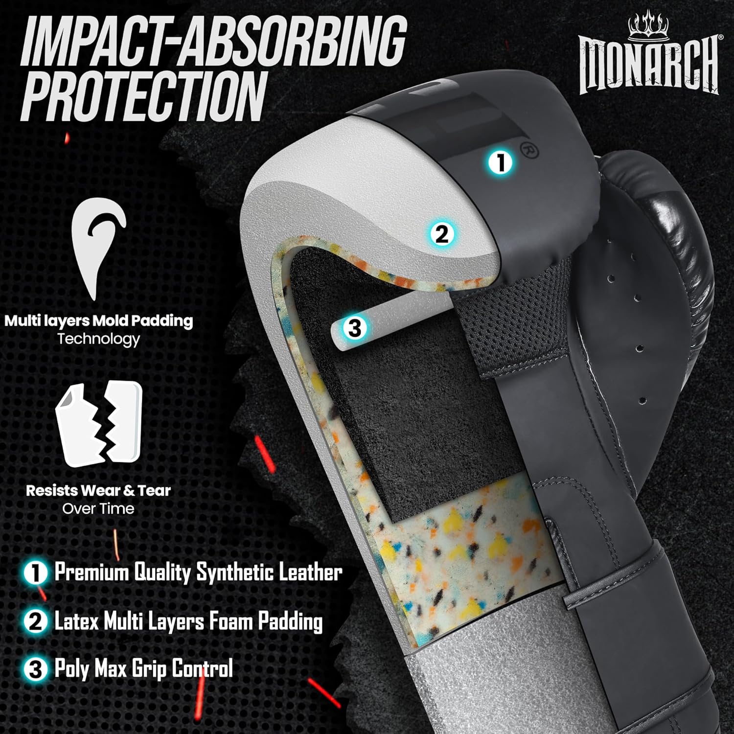 Alternative view of Boxing Gloves Men Women with Hand Wraps for Boxing, Muay Thai, Kickboxing, Punching Bag Workout traing and Sparing Gear Complete Boxing Kit, Size 8-16 OZ