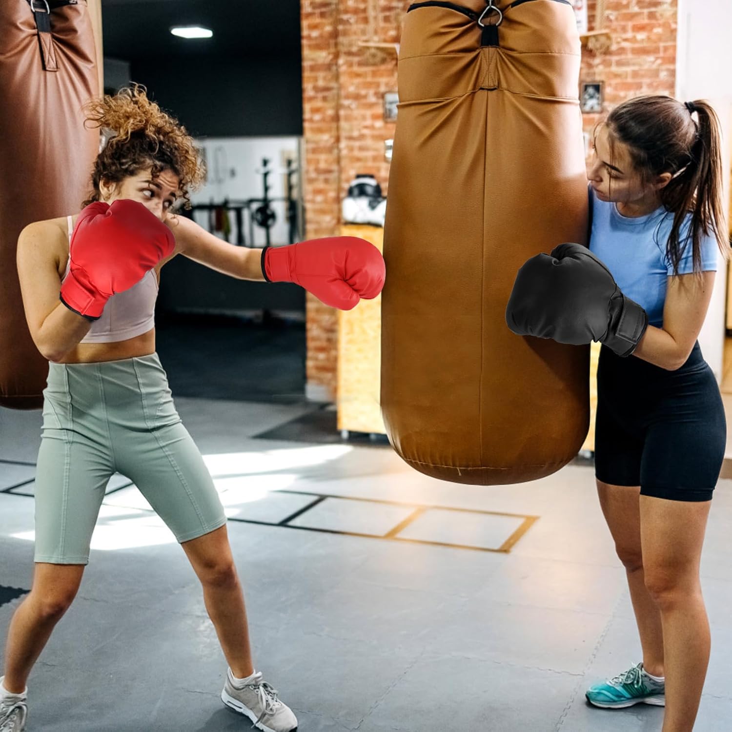 Alternative view of Boxing Gloves, 2 Pairs Boxing Gloves for Beginners and Children, Training & Sparring Kick Boxing Glove Training Glove Set Punching Bag Mitts, Black+Red