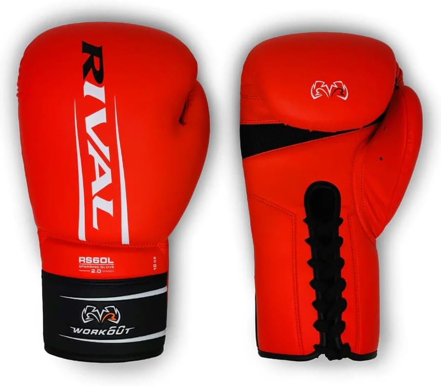 RIVAL Boxing RS60 2.0 Lace Up Sparring Gloves, Bigger Punching Surface for Maximum Protection