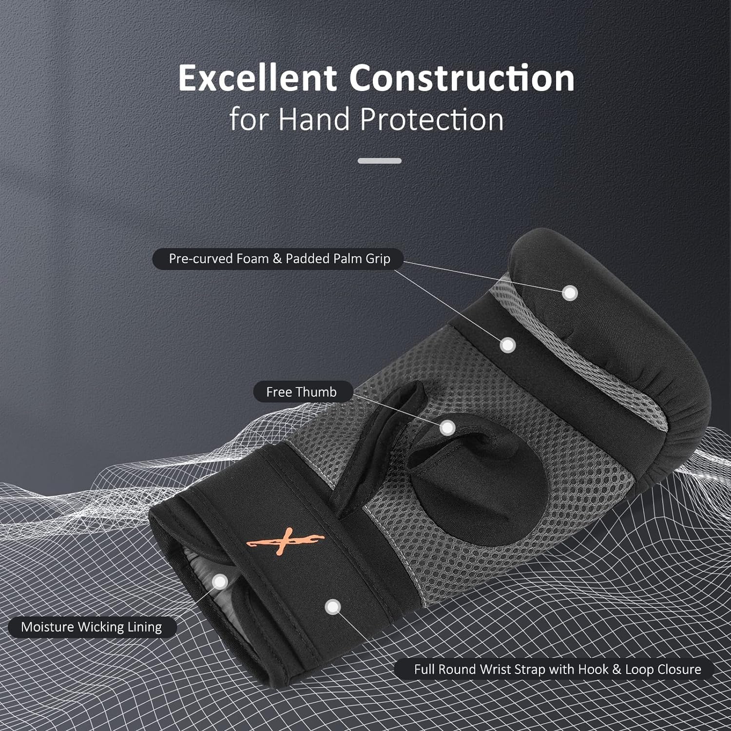 MaxxMMA Neoprene Washable Heavy Bag Gloves - Boxing Punching Training