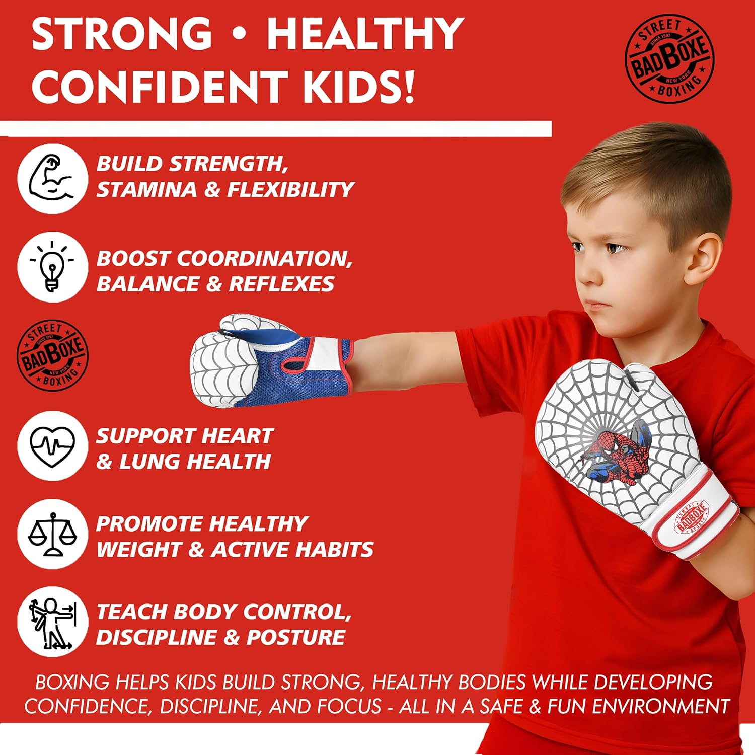 Kids Boxing Gloves 6oz | Youth Gloves for Kickboxing, Muay Thai, MMA | Children's Bag Gloves for Punching Bag