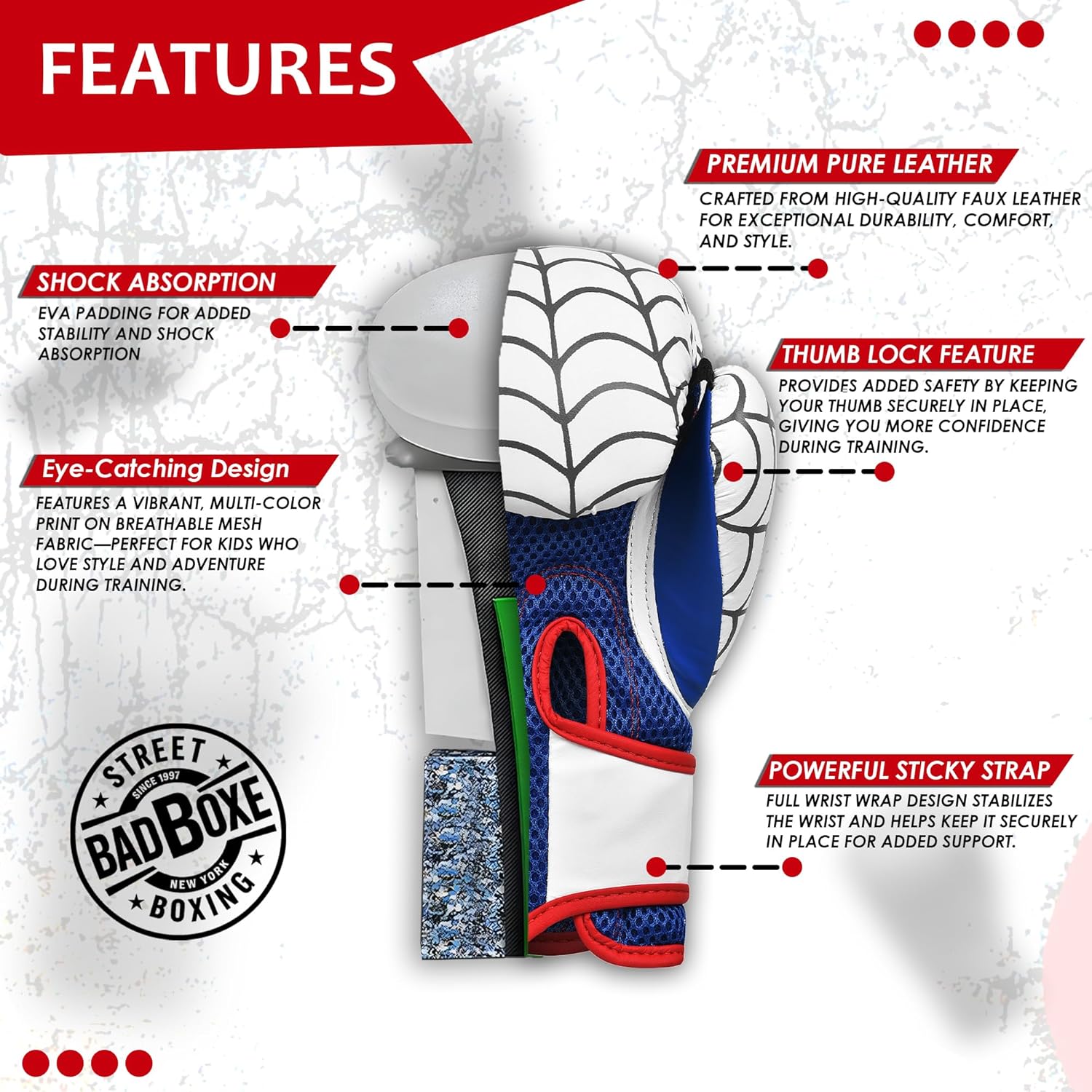 Alternative view of Kids Boxing Gloves 6oz | Youth Gloves for Kickboxing, Muay Thai, MMA | Children's Bag Gloves for Punching Bag