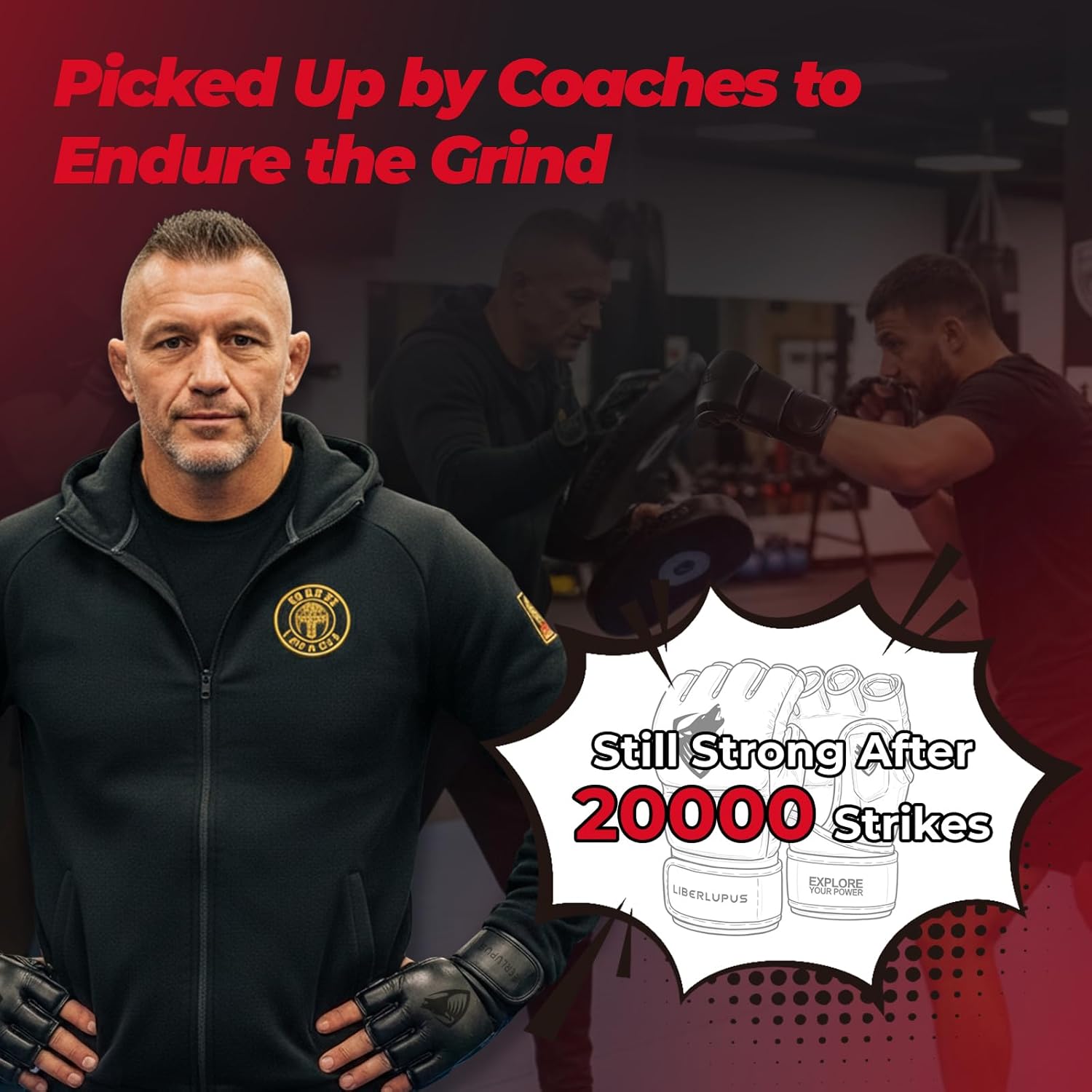 Alternative view of LIBERLUPUS MMA Gloves Sparring for Menu2013 Open Palm Training Gloves for Grappling, Kickboxing, Muay Thai, Youth Self-Defense, Heavy Bag Workouts u2013 Durable Synthetic Leather with Wrist Support