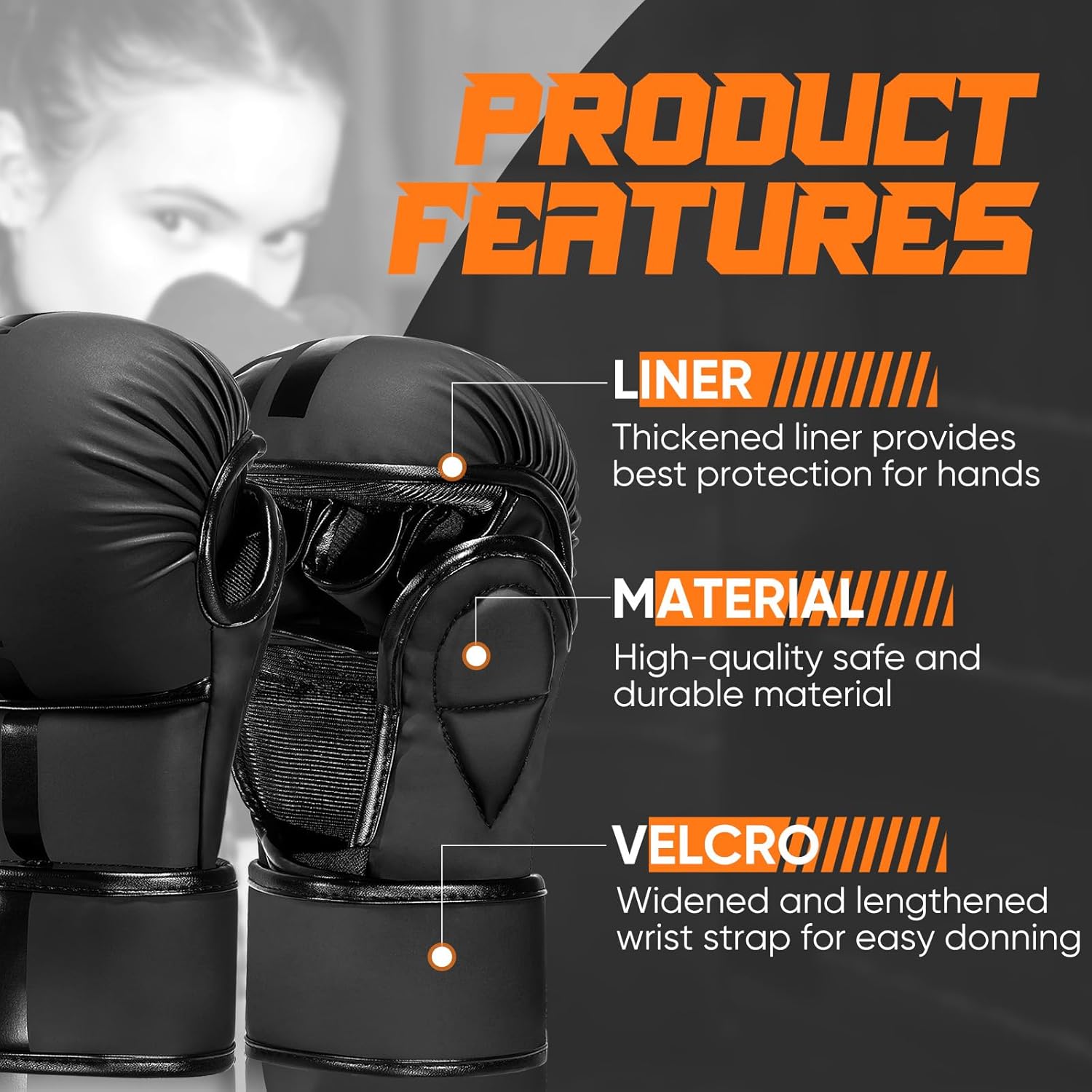 KUANG QUAN MMA Gloves Open Palm Sparring & Grappling Mitts,Martial Arts for Men & Women,Combat Sports,MMA, Boxing, Muay Thai, Kickboxing