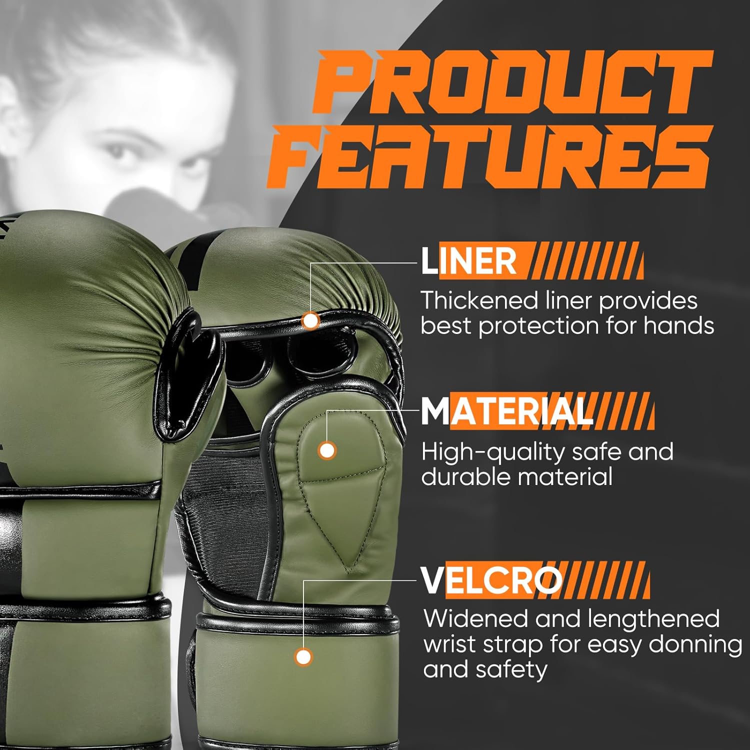 KUANG QUAN MMA Gloves Open Palm Sparring & Grappling Mitts,Martial Arts for Men & Women,Combat Sports,MMA, Boxing, Muay Thai, Kickboxing