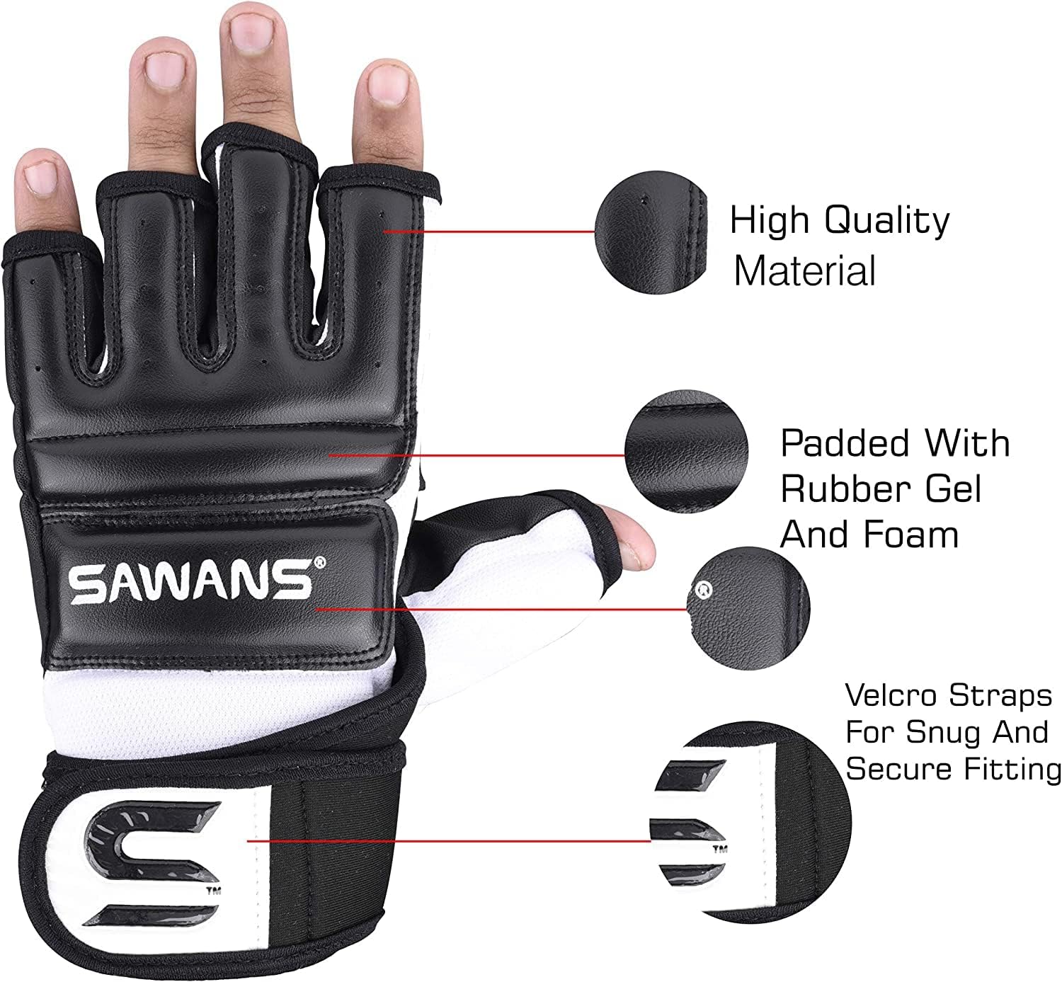 SAWANS Punch Bag Boxing Gloves Karate Mitts MMA Body Combat Taekwondo Training Martial Art Fighting Grappling Muay Thai