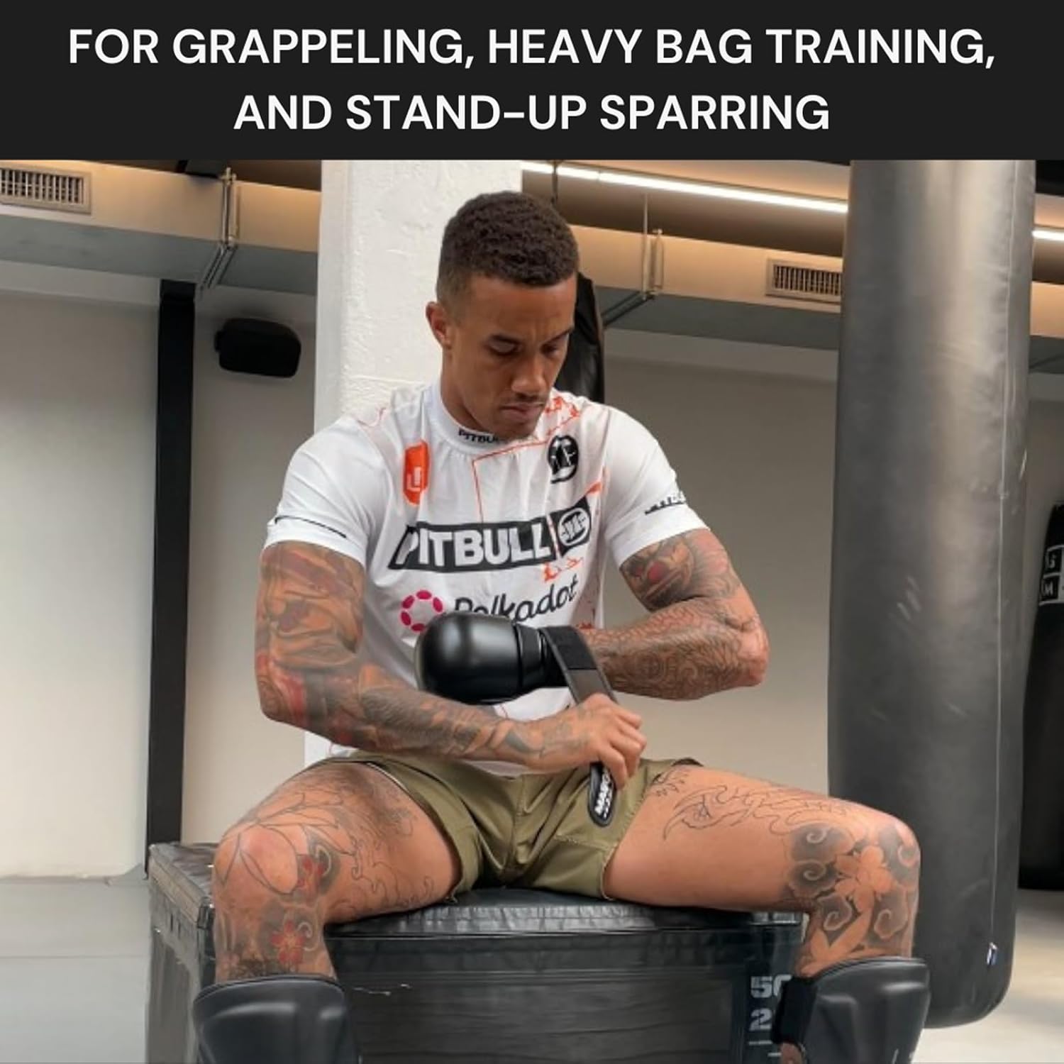 Alternative view of Maegeri MMA Sparring Gloves for Men & Women u2013 Open Palm Hybrid Training Gloves with Extra Padding & Thumb Guard u2013 18u201D Wrist Wrap for Stability u2013 Durable Martial Arts Gear for Grappling & Bag Work