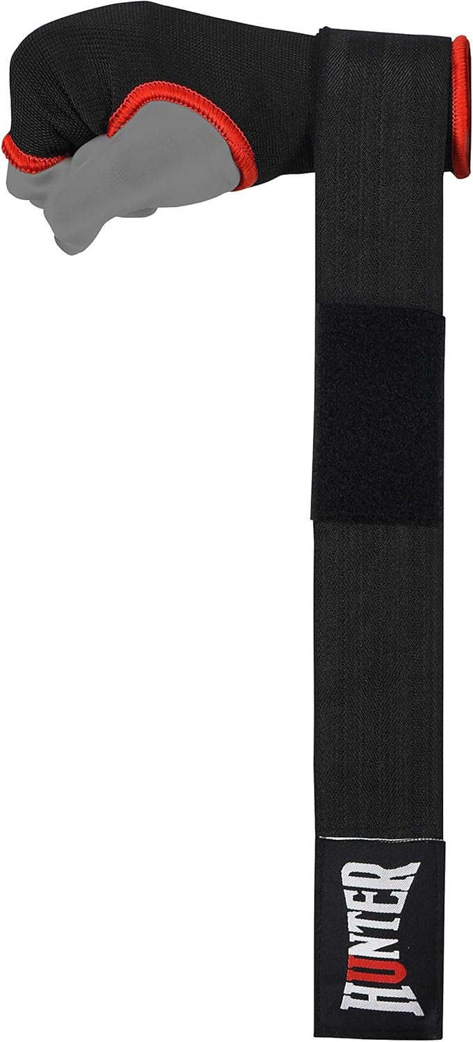 HUNTER Gel Padded Inner Gloves with Hand Wraps for Boxing, Quick Elastic Training Wraps for Men & Women, Muay Thai MMA Kickboxing Martial Arts Knuckle Wrist Protector (Pair)