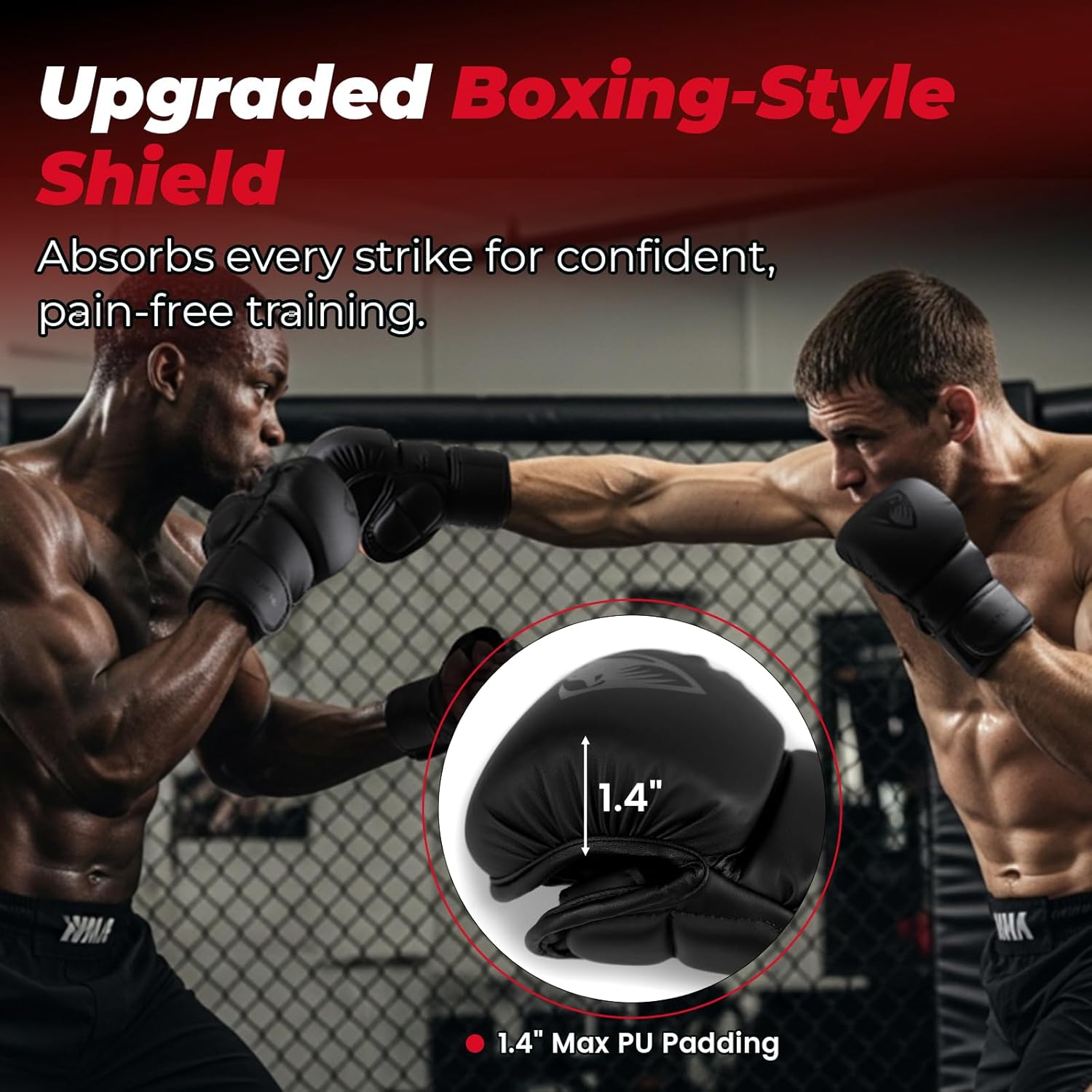 Alternative view of LIBERLUPUS MMA Gloves for Men u2013 Punching Bag Gloves for Men, Open Palm Training Gloves for MMA Sparring, Kickboxing, Muay Thai, Youth Self-Defense, Durable Synthetic Leather with Wrist Support