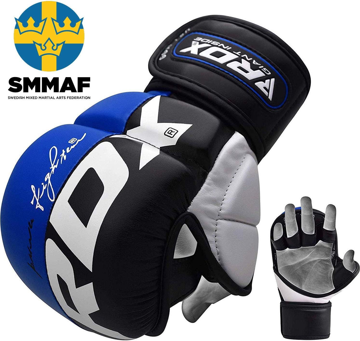 RDX MMA Sparring Gloves Martial Arts, Muay Thai, Kickboxing, Ventilated Open Palm for Grappling, Karate Mitts for Adults