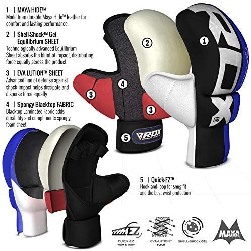 Alternative view of RDX MMA Sparring Gloves Martial Arts, Muay Thai, Kickboxing, Ventilated Open Palm for Grappling, Karate Mitts for Adults