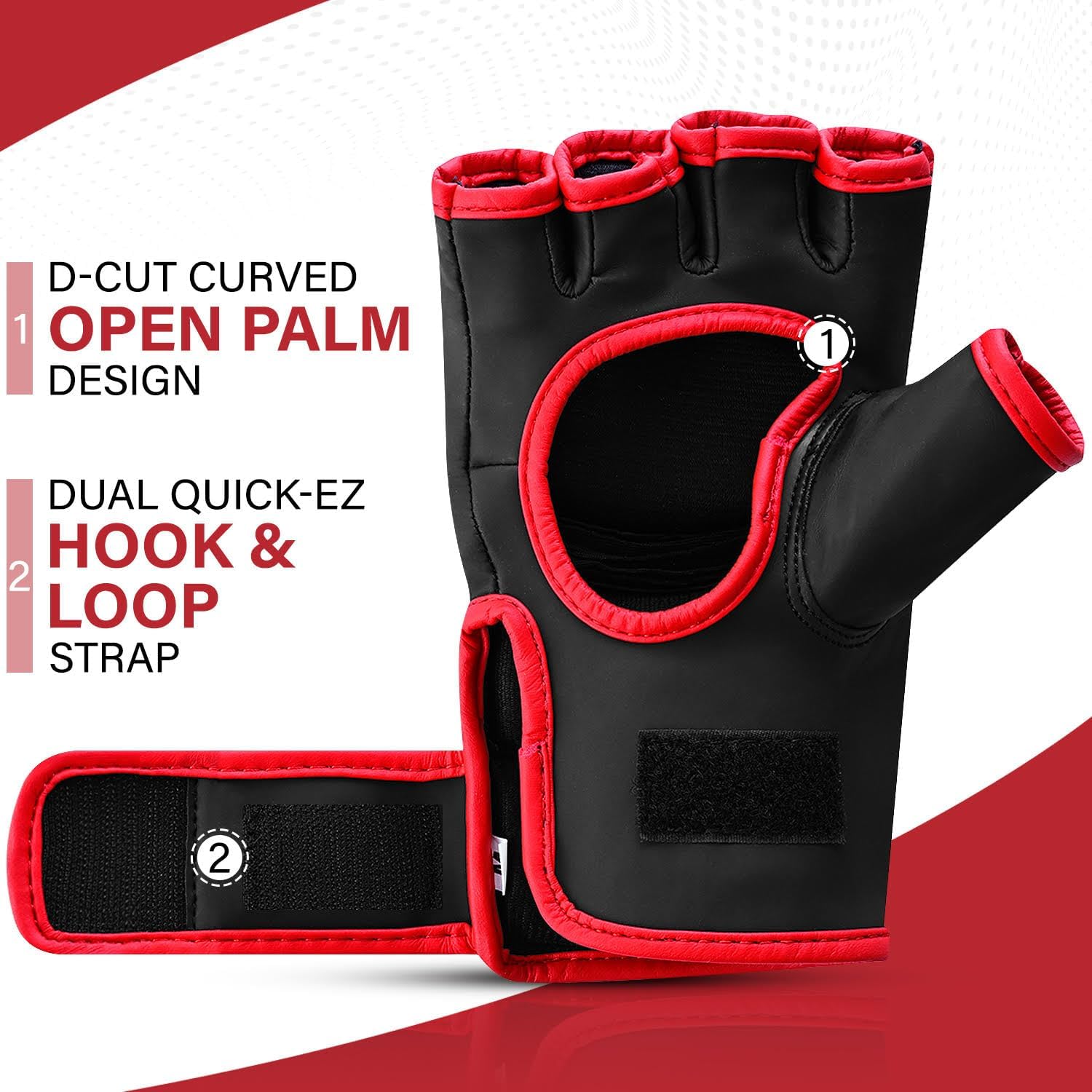 BEAST RAGE MMA Gloves for Men and Women,Martial Arts Mitts Grappling Sparring,Ventilated Palm, Vegan Leather, Cage Fighting, Muay Thai, Kick Boxing, Punching Bag, Boxing, Kickboxing - Image 6