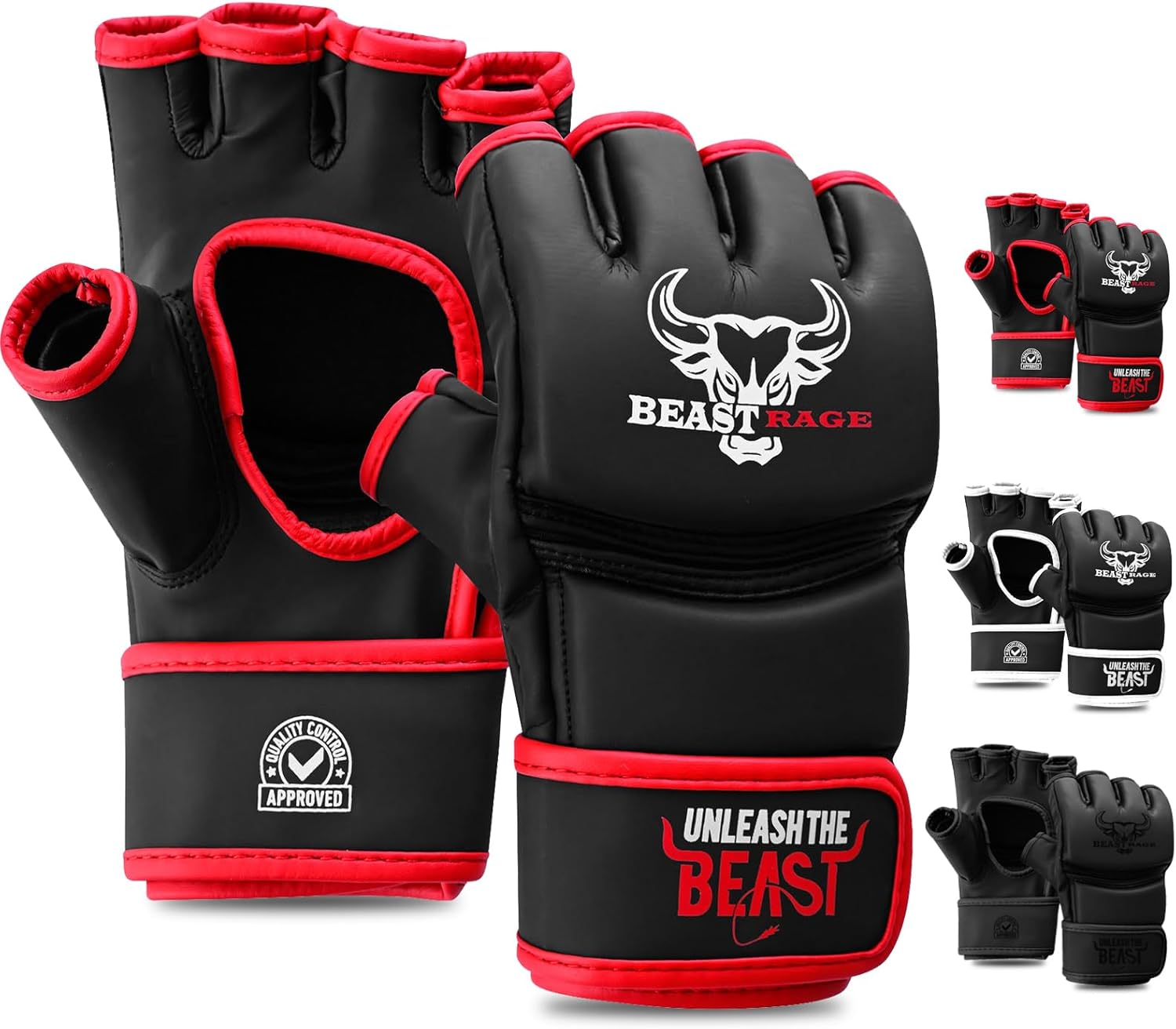 BEAST RAGE MMA Gloves for Men and Women,Martial Arts Mitts Grappling Sparring,Ventilated Palm, Vegan Leather, Cage Fighting, Muay Thai, Kick Boxing, Punching Bag, Boxing, Kickboxing - Image 8