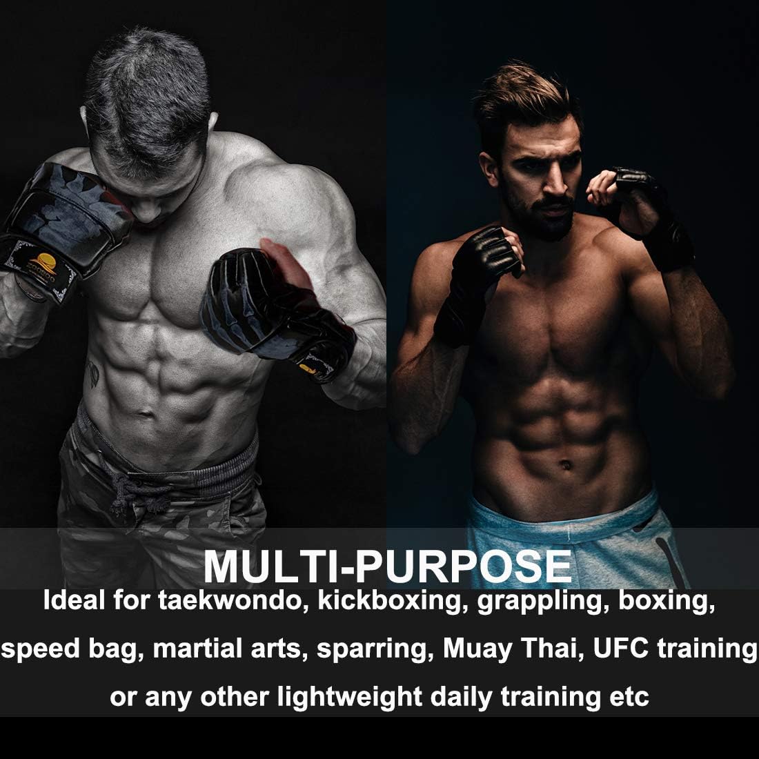 ZooBoo MMA Gloves, Half-Finger Boxing Fight Gloves MMA Mitts with Adjustable Wrist Band for Sanda Sparring Punching Bag Training - Image 4