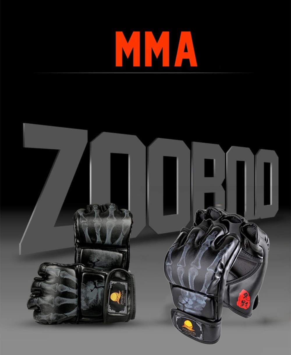 ZooBoo MMA Gloves, Half-Finger Boxing Fight Gloves MMA Mitts with Adjustable Wrist Band for Sanda Sparring Punching Bag Training - Image 6