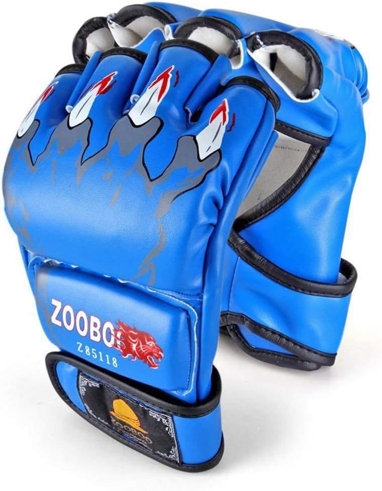 ZooBoo MMA Gloves, Half-Finger Boxing Fight Gloves MMA Mitts with Adjustable Wrist Band for Sanda Sparring Punching Bag Training - Image 9