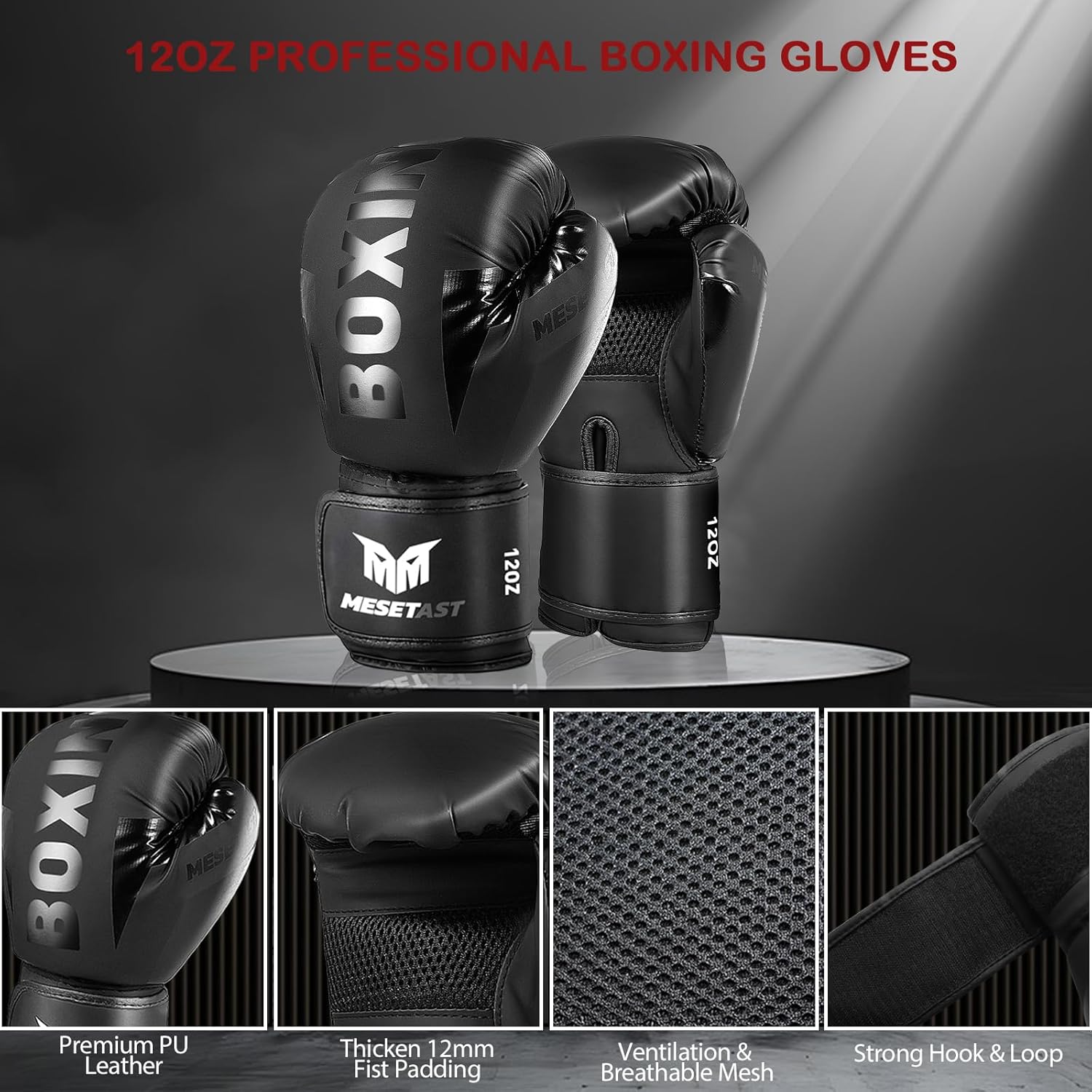 Alternative view of Mesetast Punching Bag for Adults, 4ft Heavy Boxing Bag Set with 12 OZ Gloves for MMA Karate Kickboxing Boxing - Unfilled