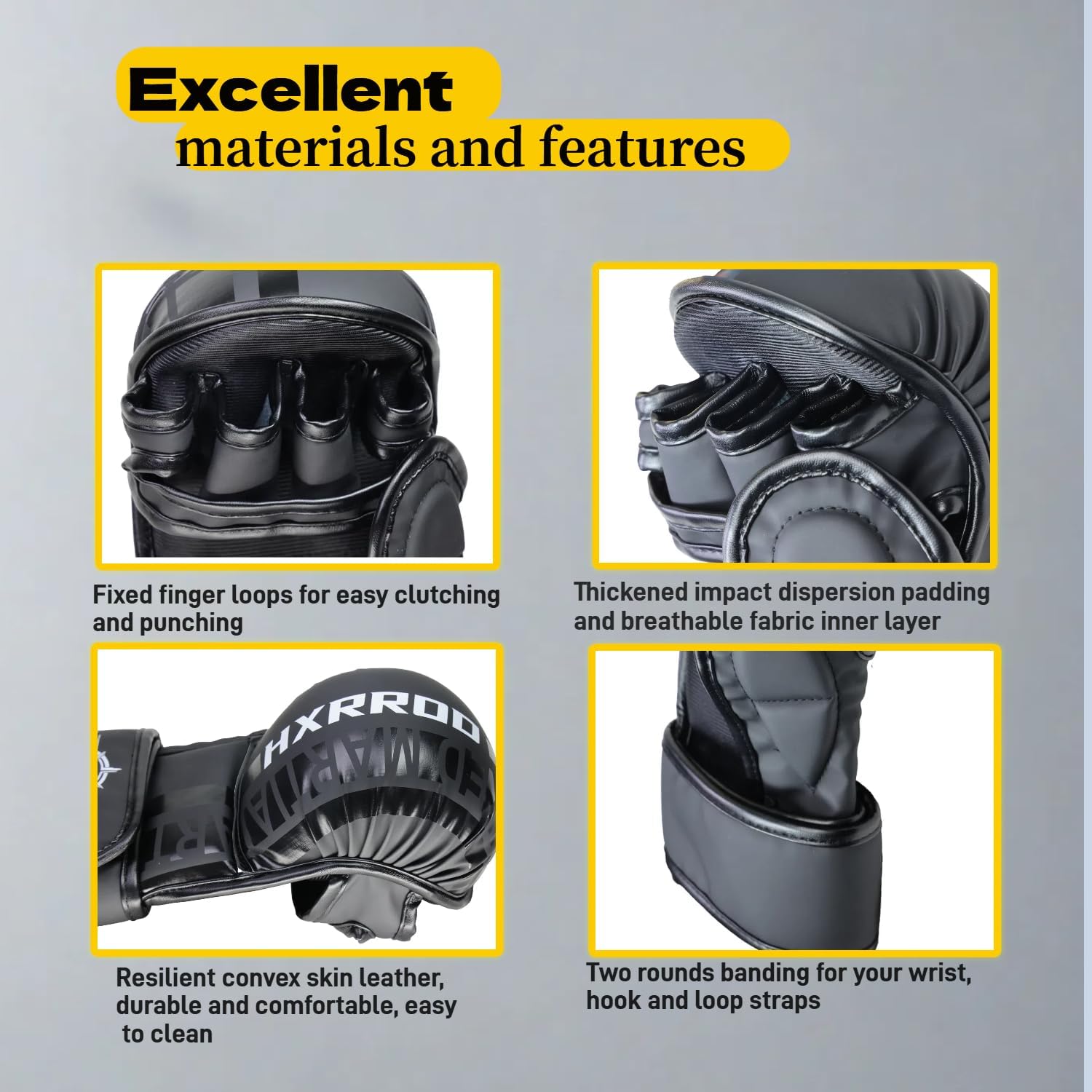 Alternative view of MMA Gloves Sparring Grappling, Kick Boxing Gloves, Hybrid Open Palm Martial Arts Mitts, Light Weight for Martial Arts Sparring Karate Muay Thai, Boxing, Punching Bag, Combat Sports Training Gloves