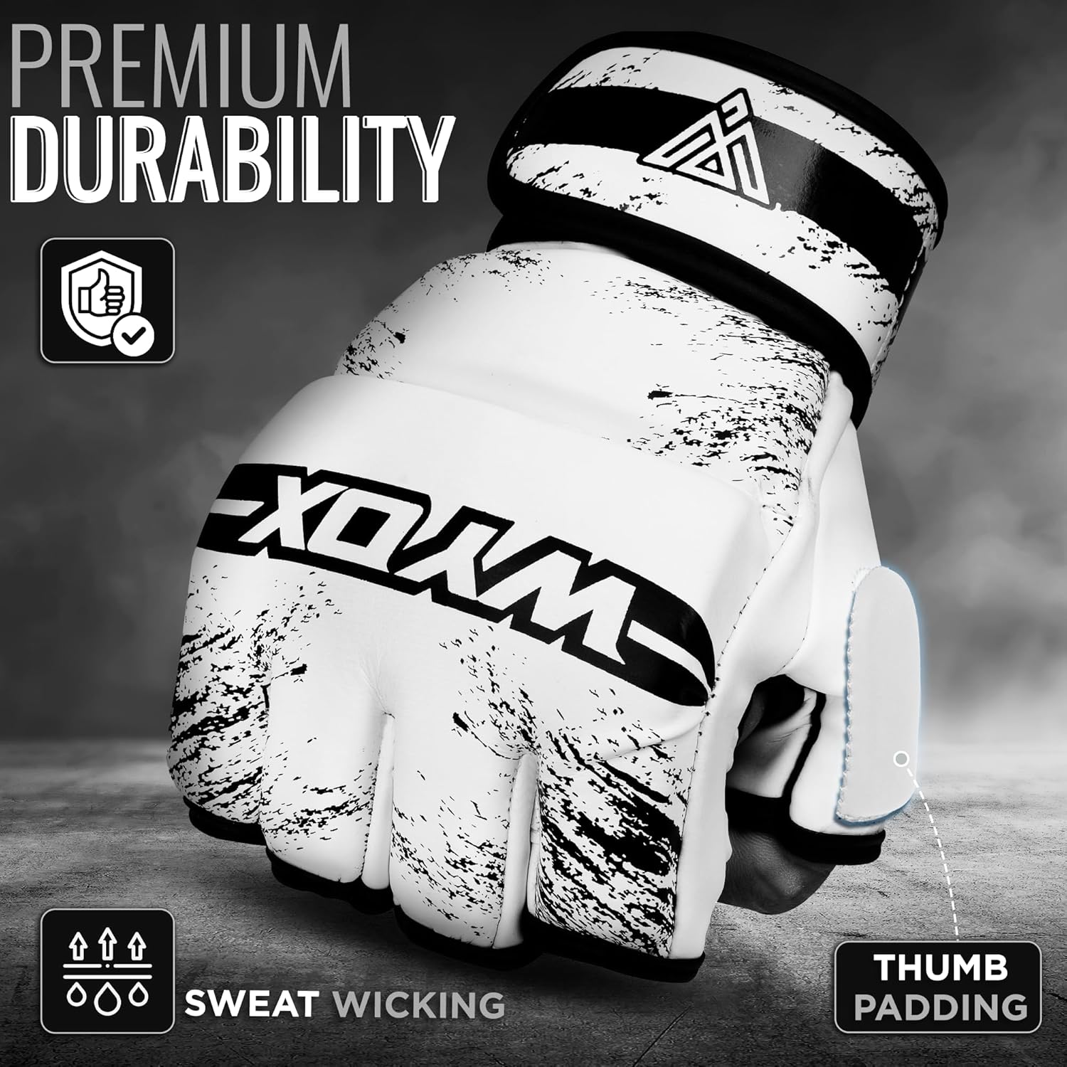 WYOX MMA Gloves for Men & Women u2013 Grappling & Sparring Boxing Gloves with Open Palm Design, Padded Fingerless Training Gloves for Kickboxing, Muay Thai