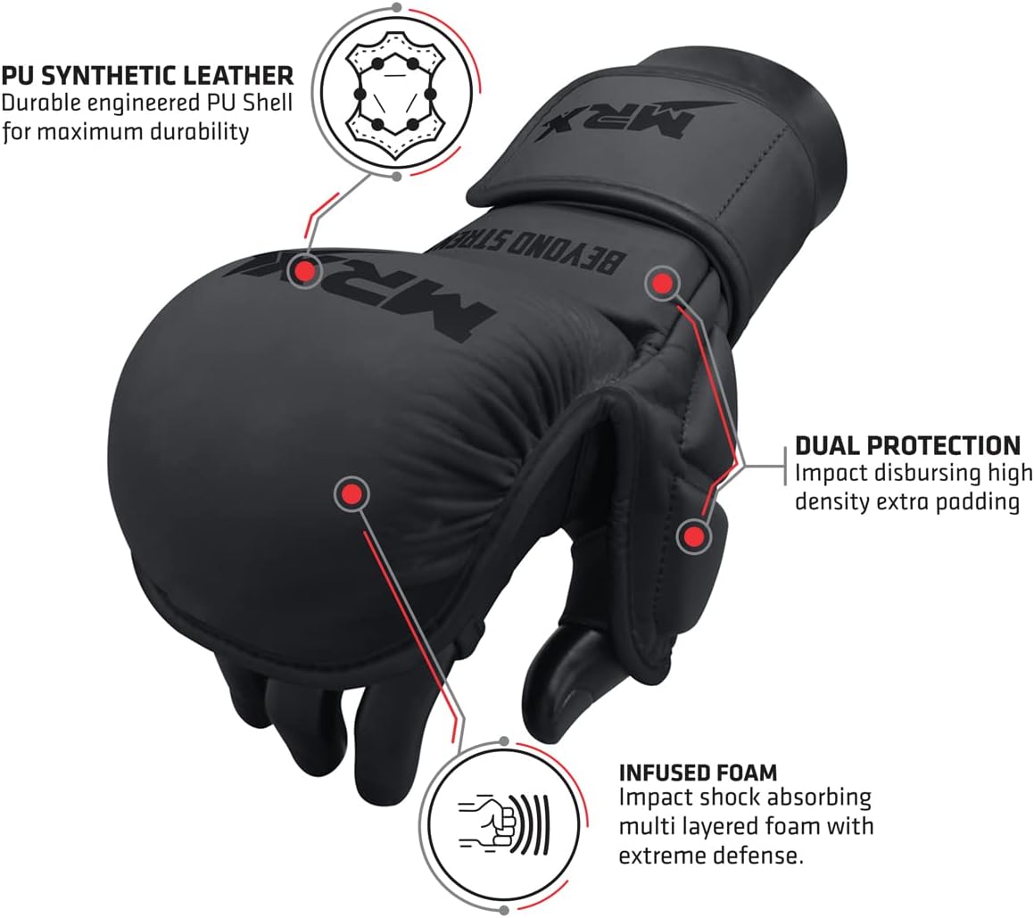 MRX MMA Professional Protective Grappling Gloves 7oz Muay Thai Training Kickboxing Punching Sparring Sports Cage Fighting Combat Glove Boxing Punching Glove Mitts