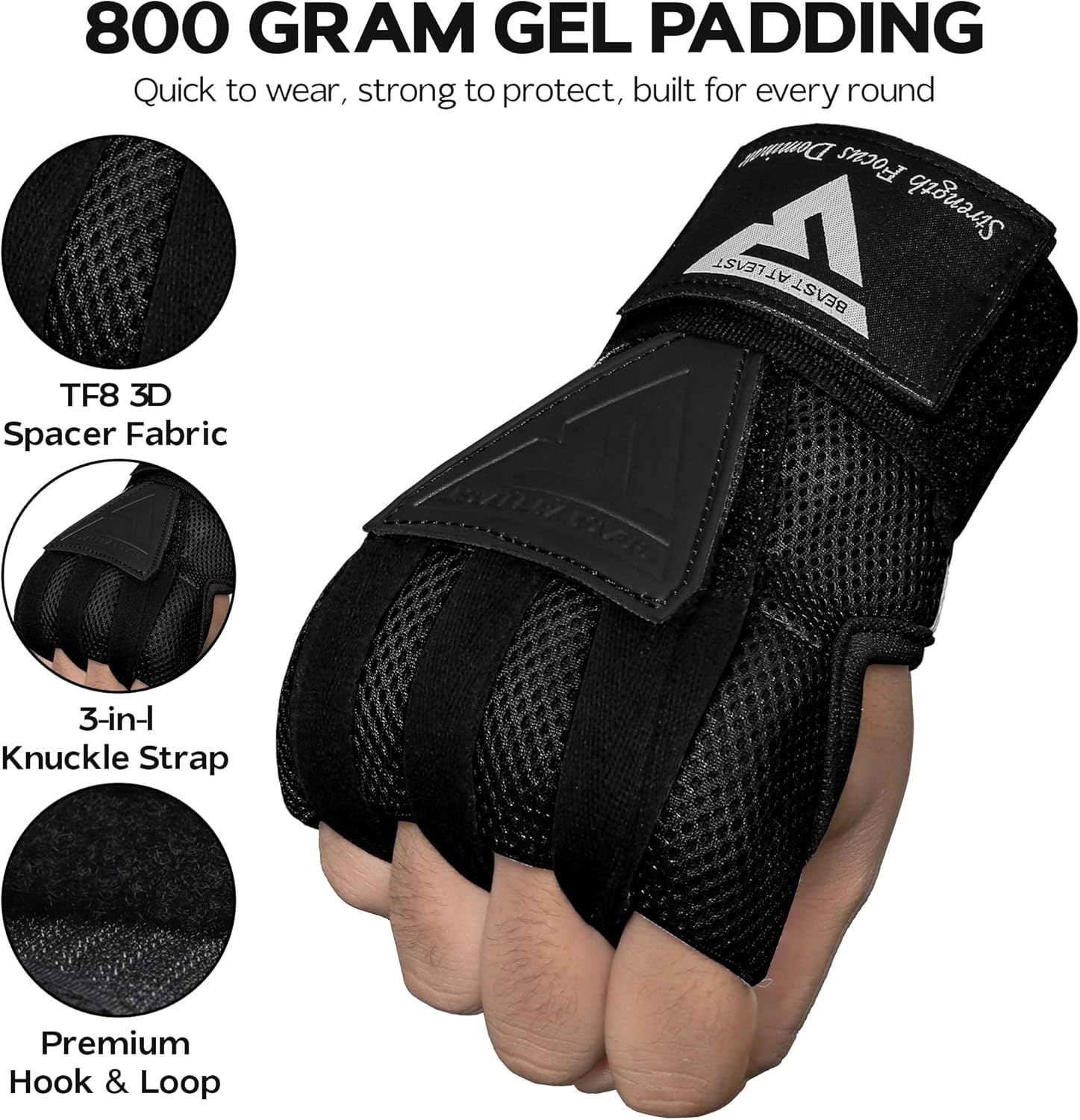 Alternative view of Beast AT Least Fast Wrap Gloves | Quick Hand Wraps for Boxing, Kickboxing & MMA | Shock-Absorbing Inner Gloves with Wrist Support | Easy Slip-On Design for Training & Sparring