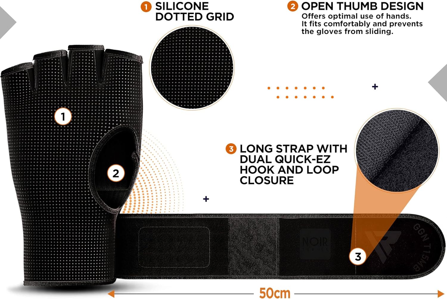 RDX Boxing Inner Gloves Hand Wraps Men Women, Hybrid Design Gym Weight Lifting Workout, 50Cm Long Wrist Support, Neoprene Under Mitts, MMA Muay Thai Martial Arts Training, Kickboxing Punching