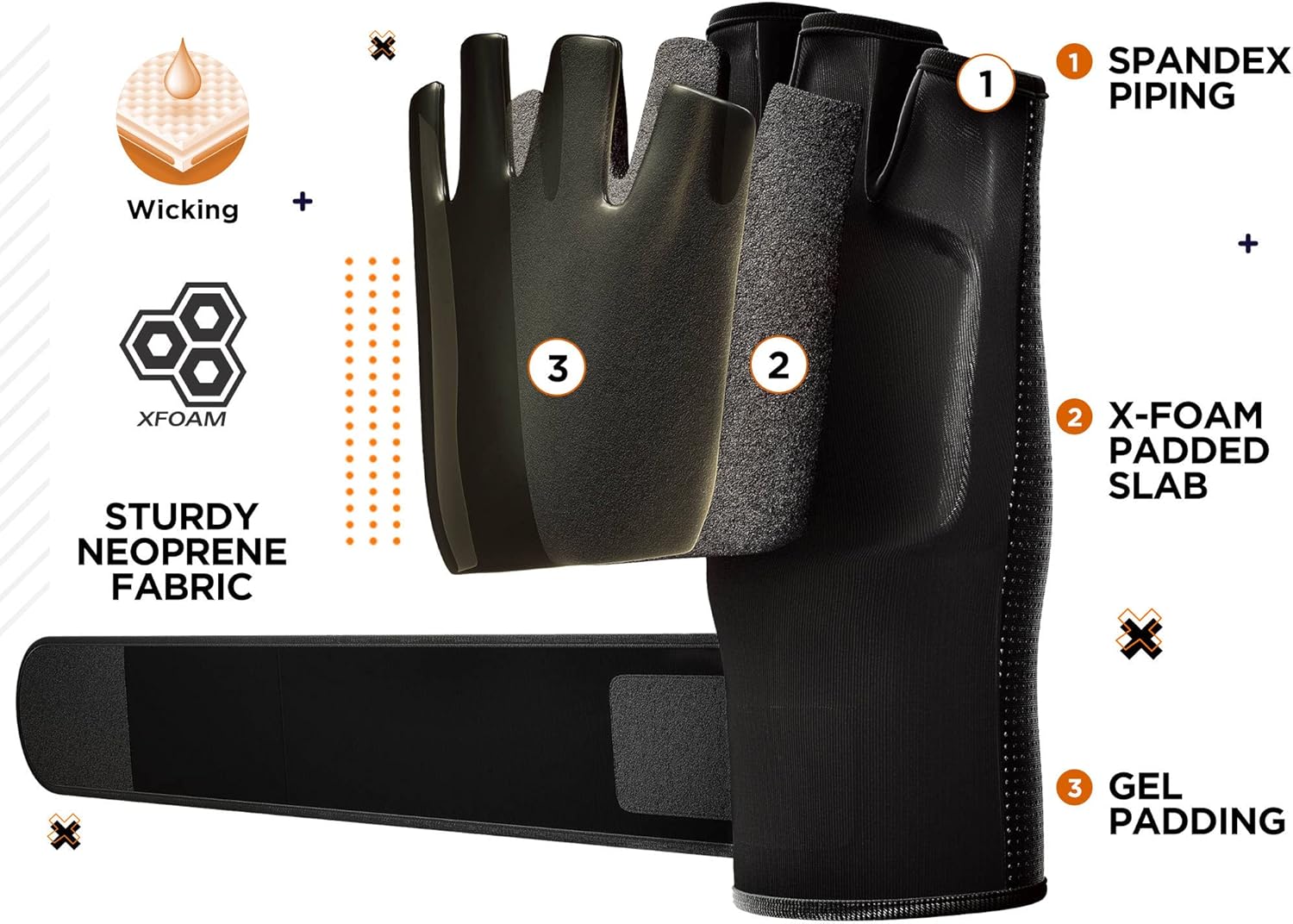 Alternative view of RDX Boxing Inner Gloves Hand Wraps Men Women, Hybrid Design Gym Weight Lifting Workout, 50Cm Long Wrist Support, Neoprene Under Mitts, MMA Muay Thai Martial Arts Training, Kickboxing Punching