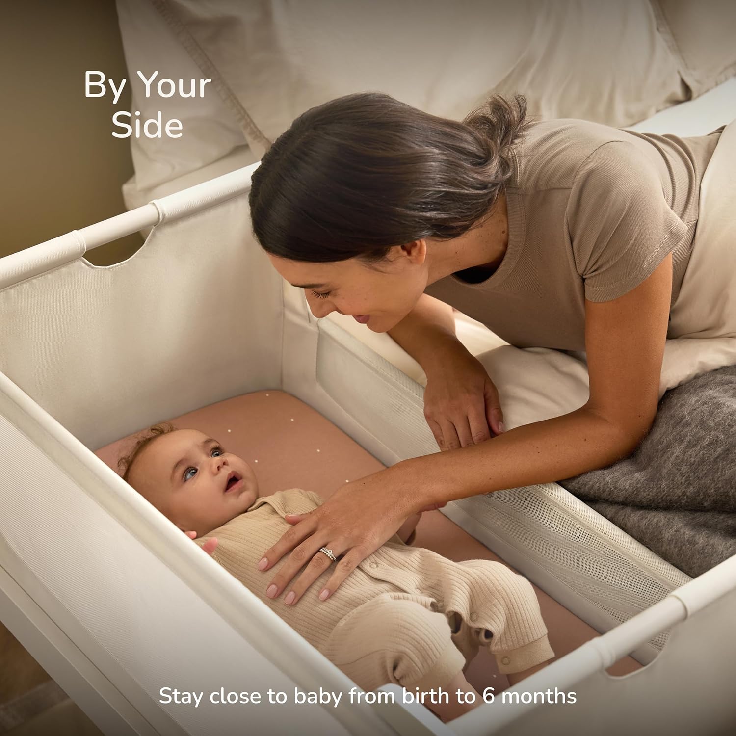 Alternative view of SnuzPod 5 Bedside Bassinet for Baby - Newborn Bed with Zip Down Breathable Windows, Rocking Bedside Sleeper with Lift-Off Bassinet, Portable 3-in-1 Baby Cradle with Wheels & Mattress, Cashmere