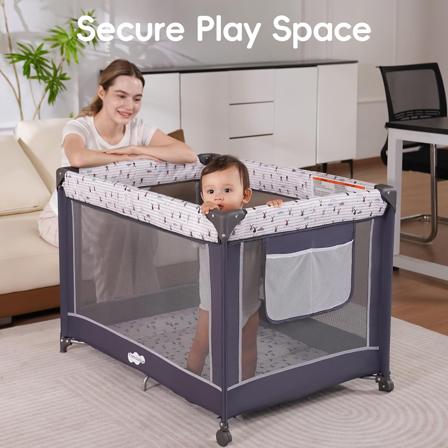 Alternative view of Pamo Babe Pack and Play with Bassinet, Portable Playard for Baby
