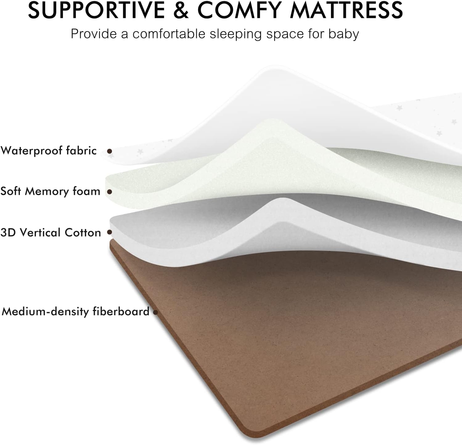 Alternative view of ANGELBLISS 3 in 1 Baby Bassinet, Rocking Bassinets Bedside Sleeper with Comfy Mattress and Wheels, 6 Height Adjustable Easy Folding Portable Bedside Crib for Newborn Infant (Dark Grey)