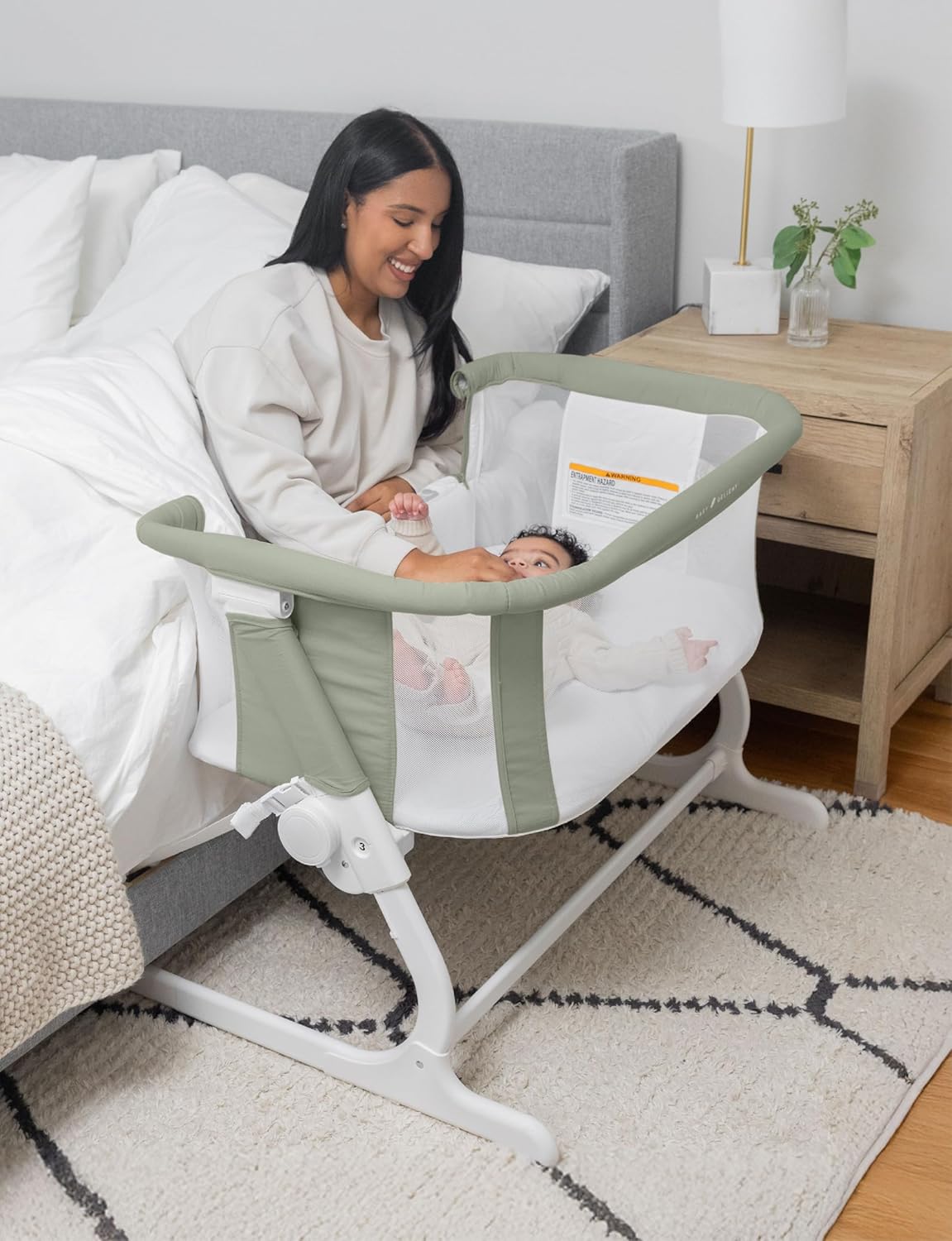 Baby Delight Beside Me Dreamer Bassinet | Bedside Sleeper & Baby Bassinet | 6-Position Height Adjustment | 100% GOTS Certified Organic Cotton Fabric | Organic Sage